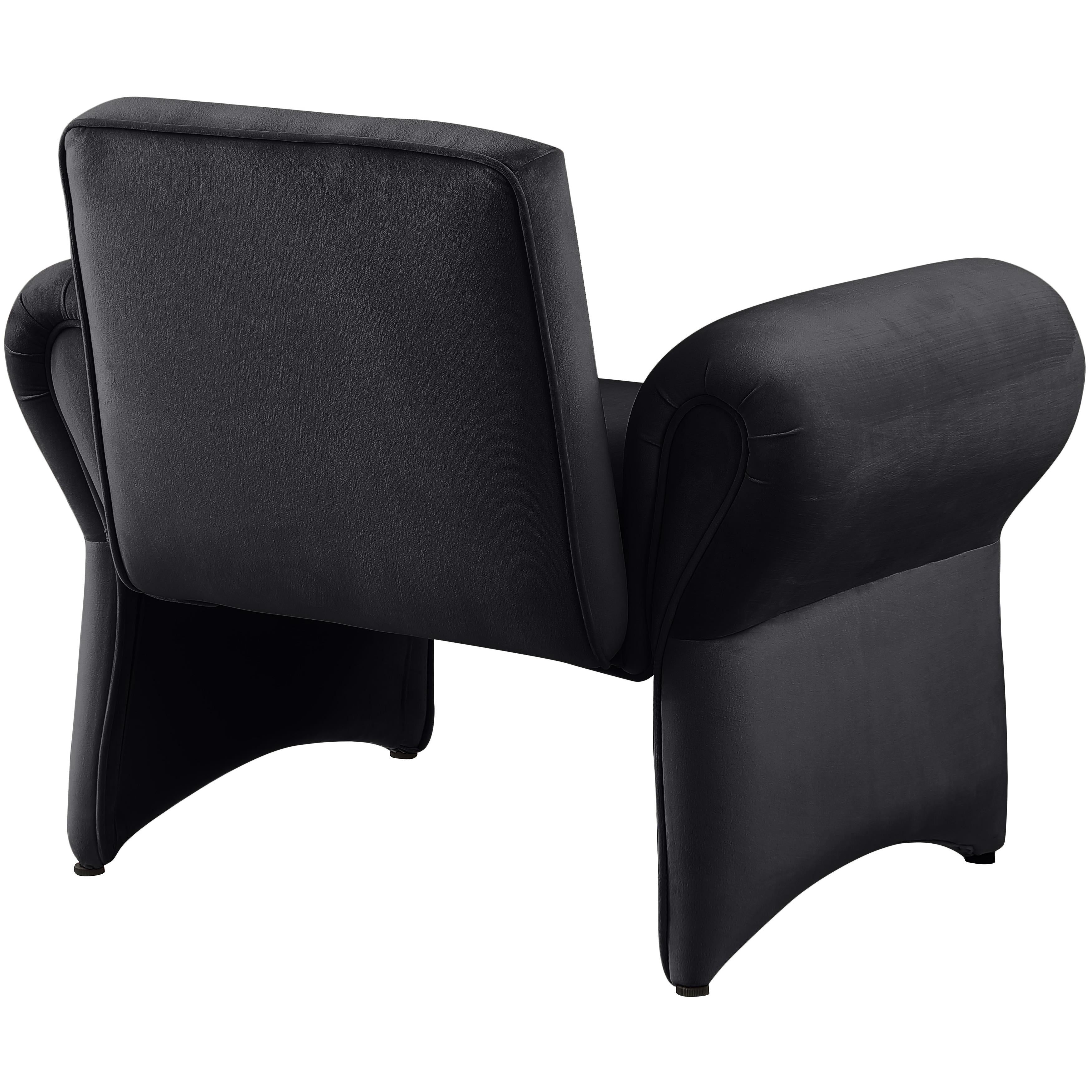 Meridian Fleurette Black Velvet Accent Chair