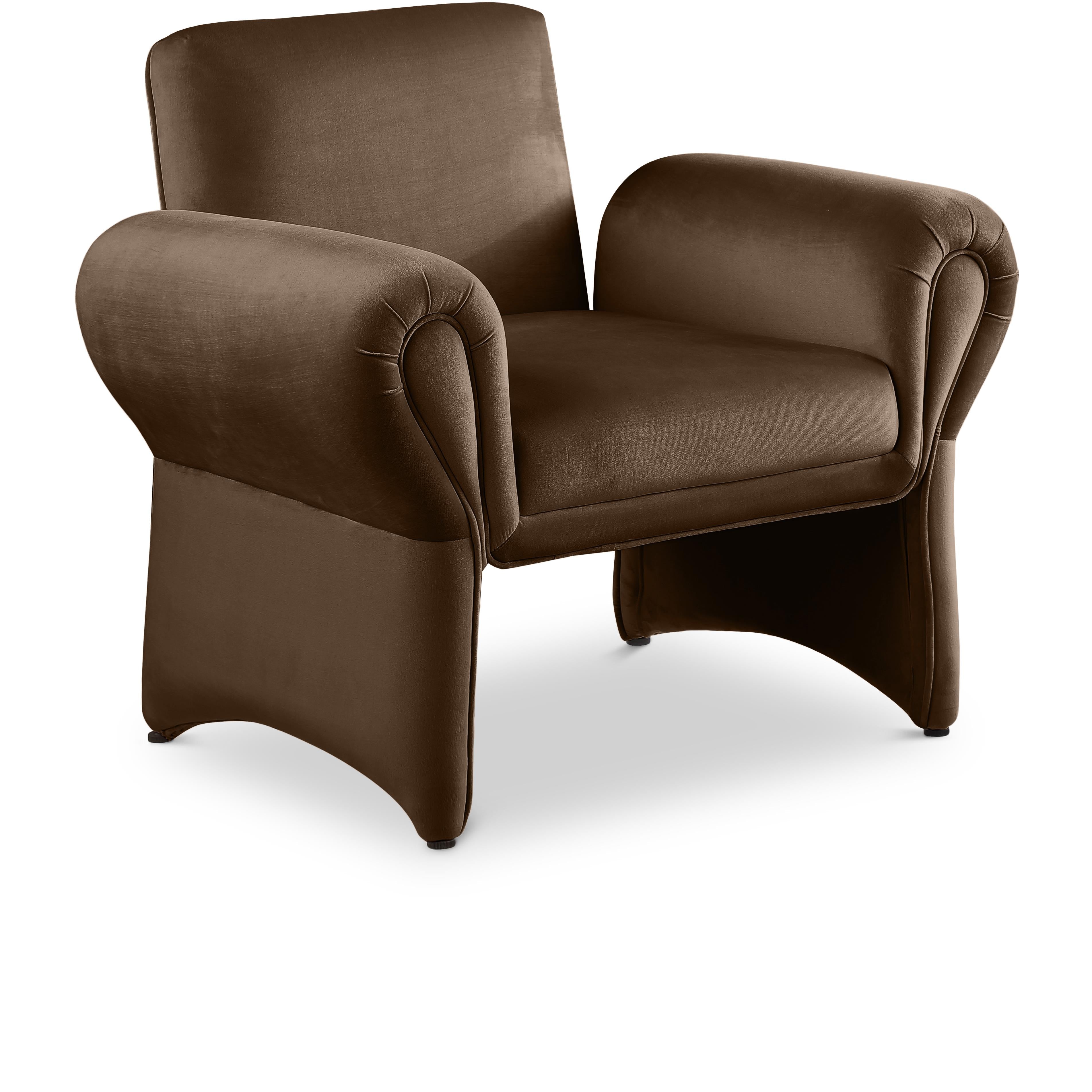 Meridian Fleurette Brown Velvet Accent Chair