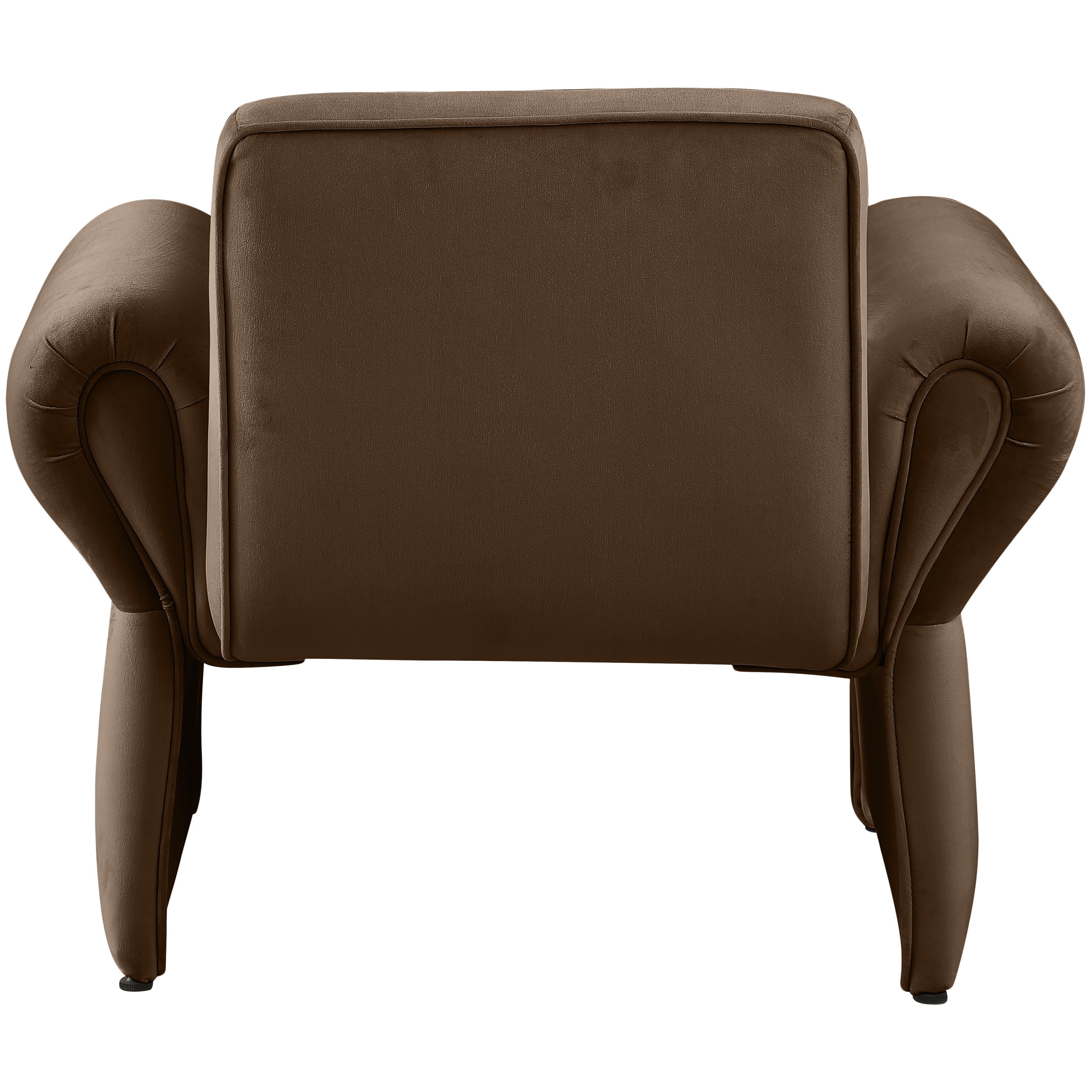 Meridian Fleurette Brown Velvet Accent Chair