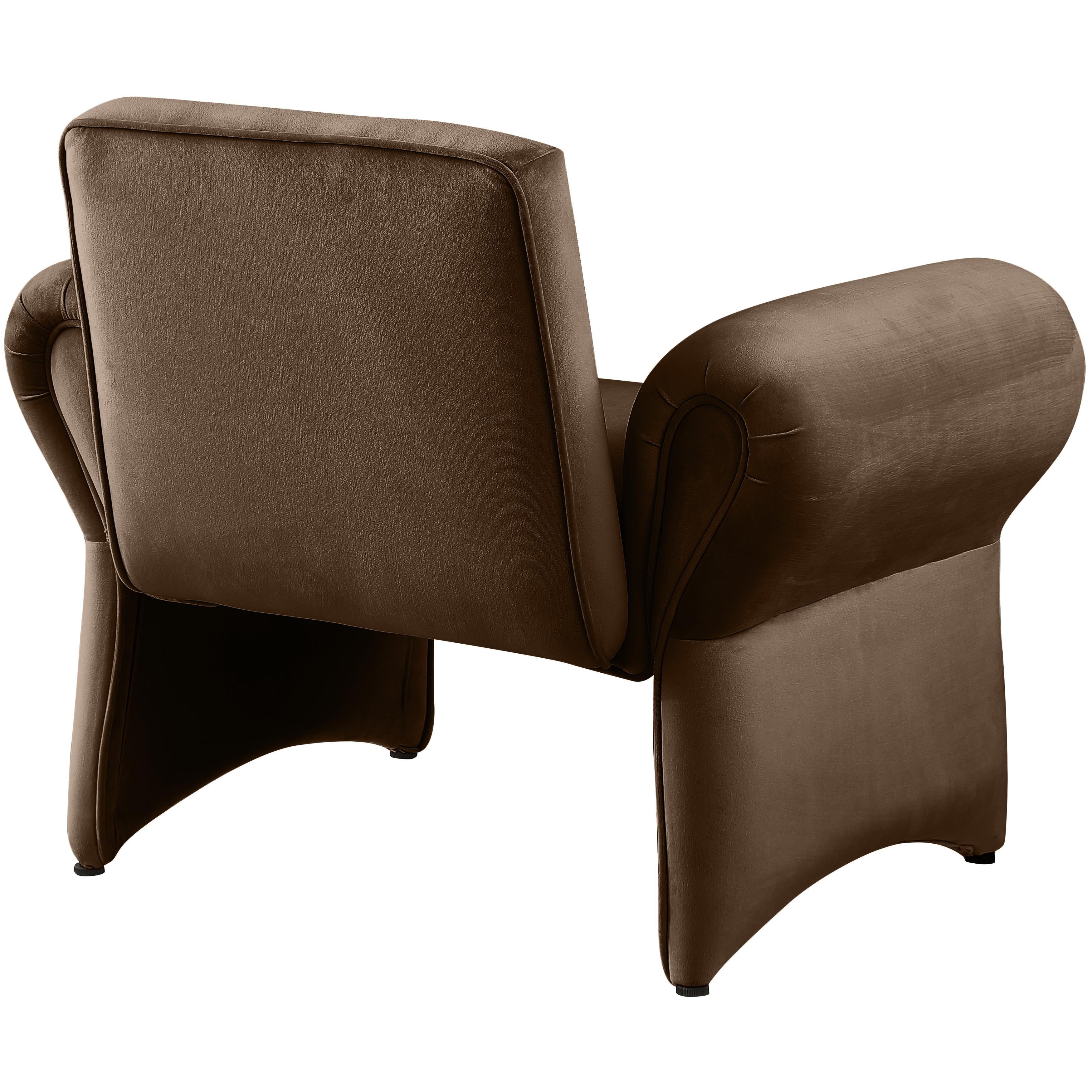 Meridian Fleurette Brown Velvet Accent Chair