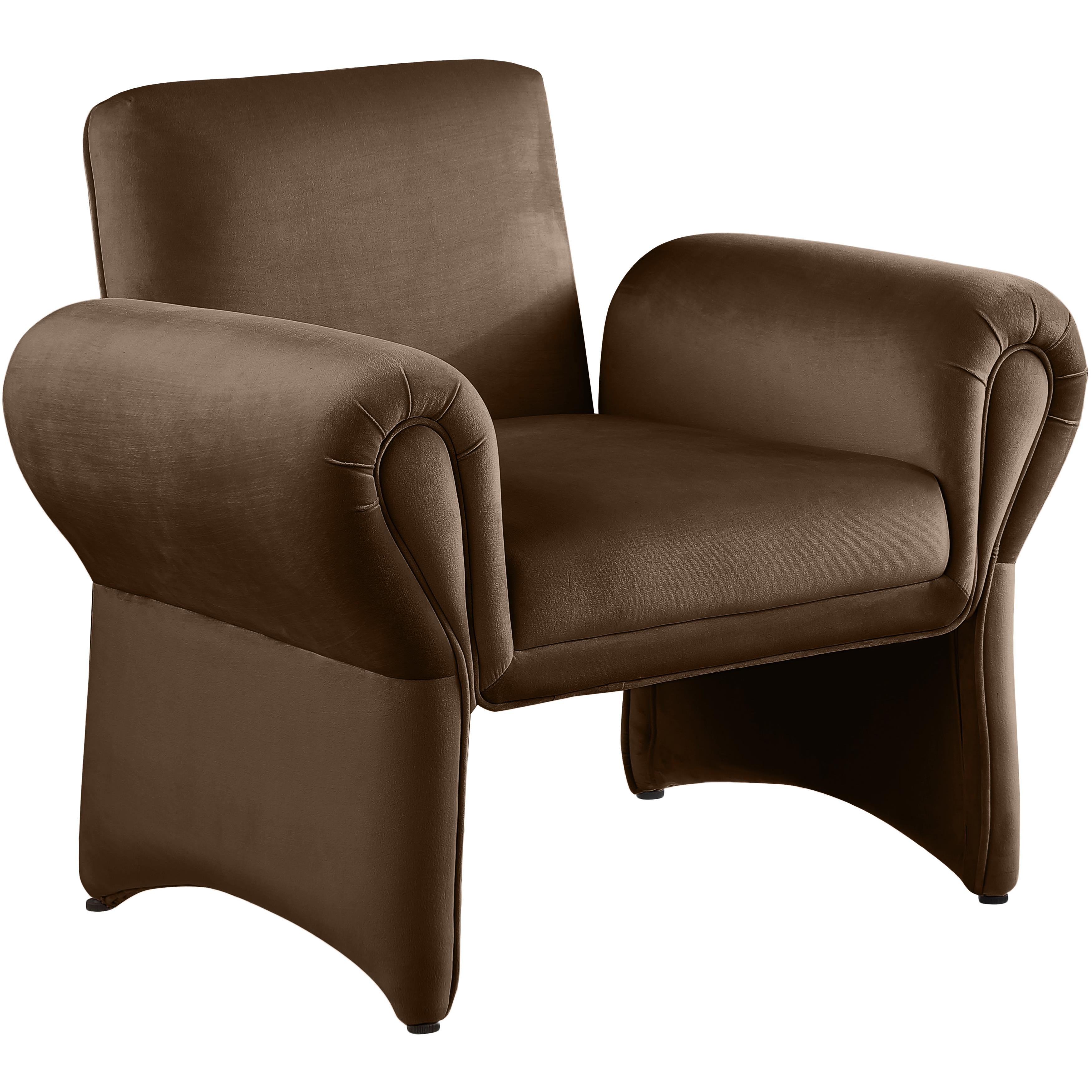 Meridian Fleurette Brown Velvet Accent Chair