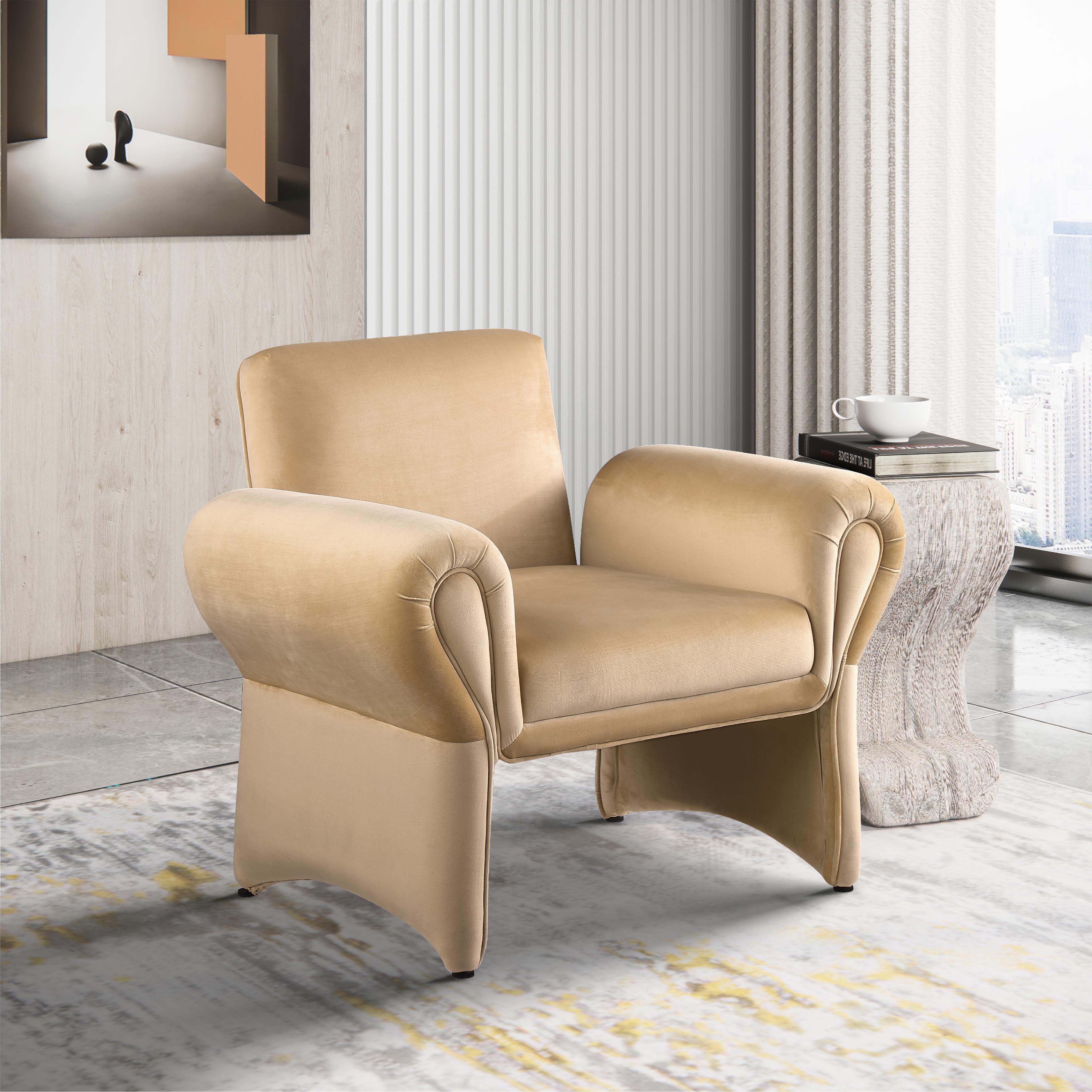Meridian Fleurette Camel Velvet Accent Chair