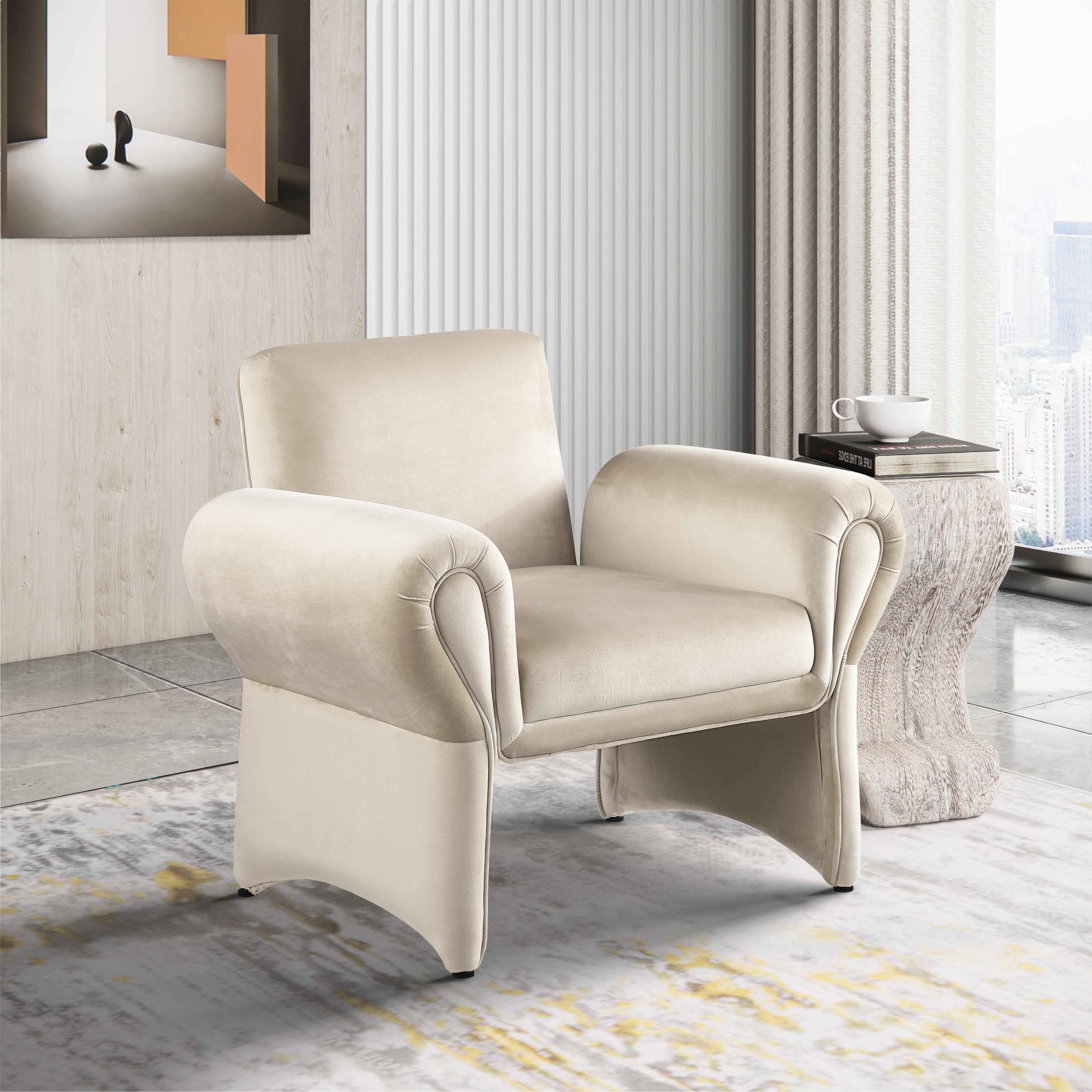 Meridian Fleurette Cream Velvet Accent Chair