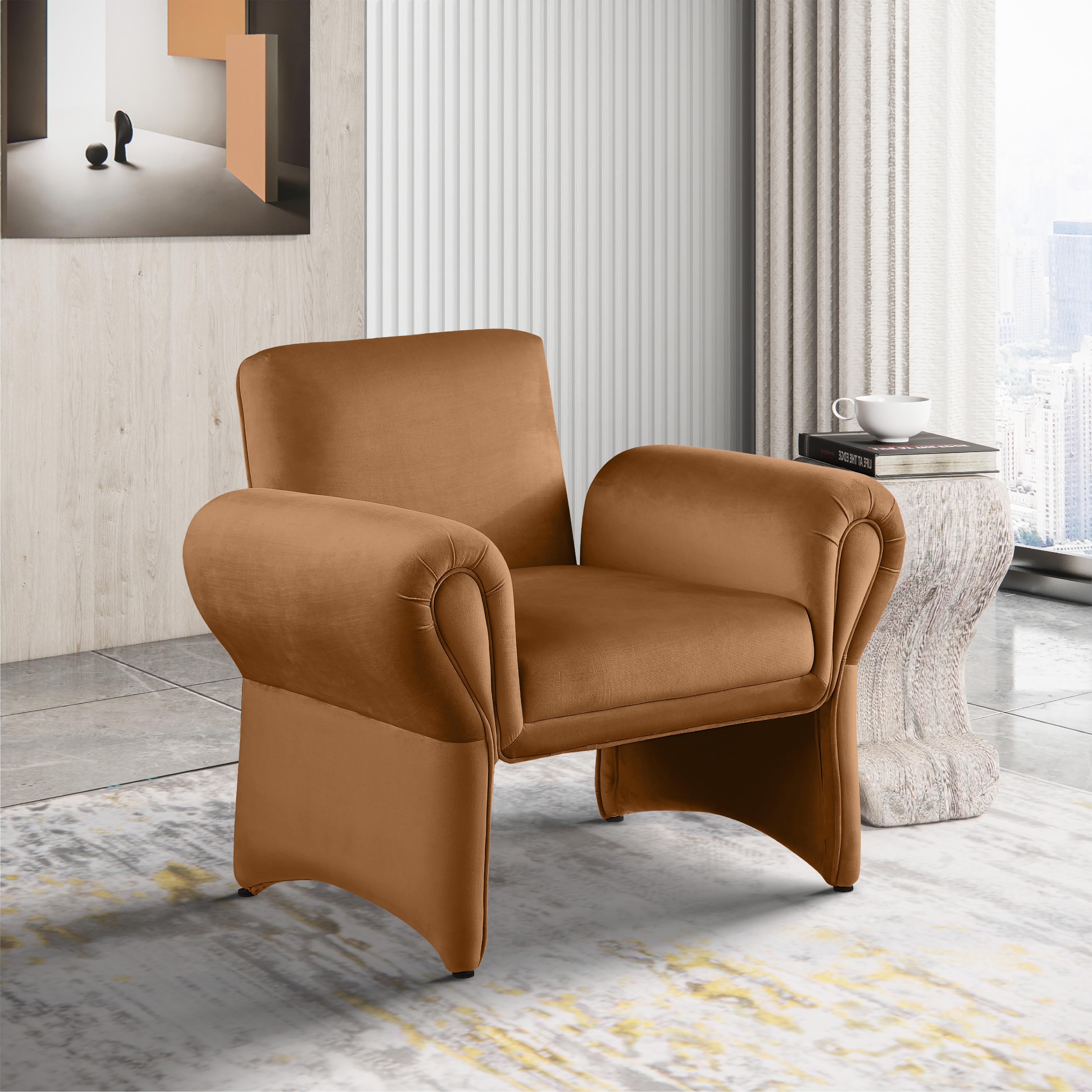 Meridian Fleurette Saddle Velvet Accent Chair
