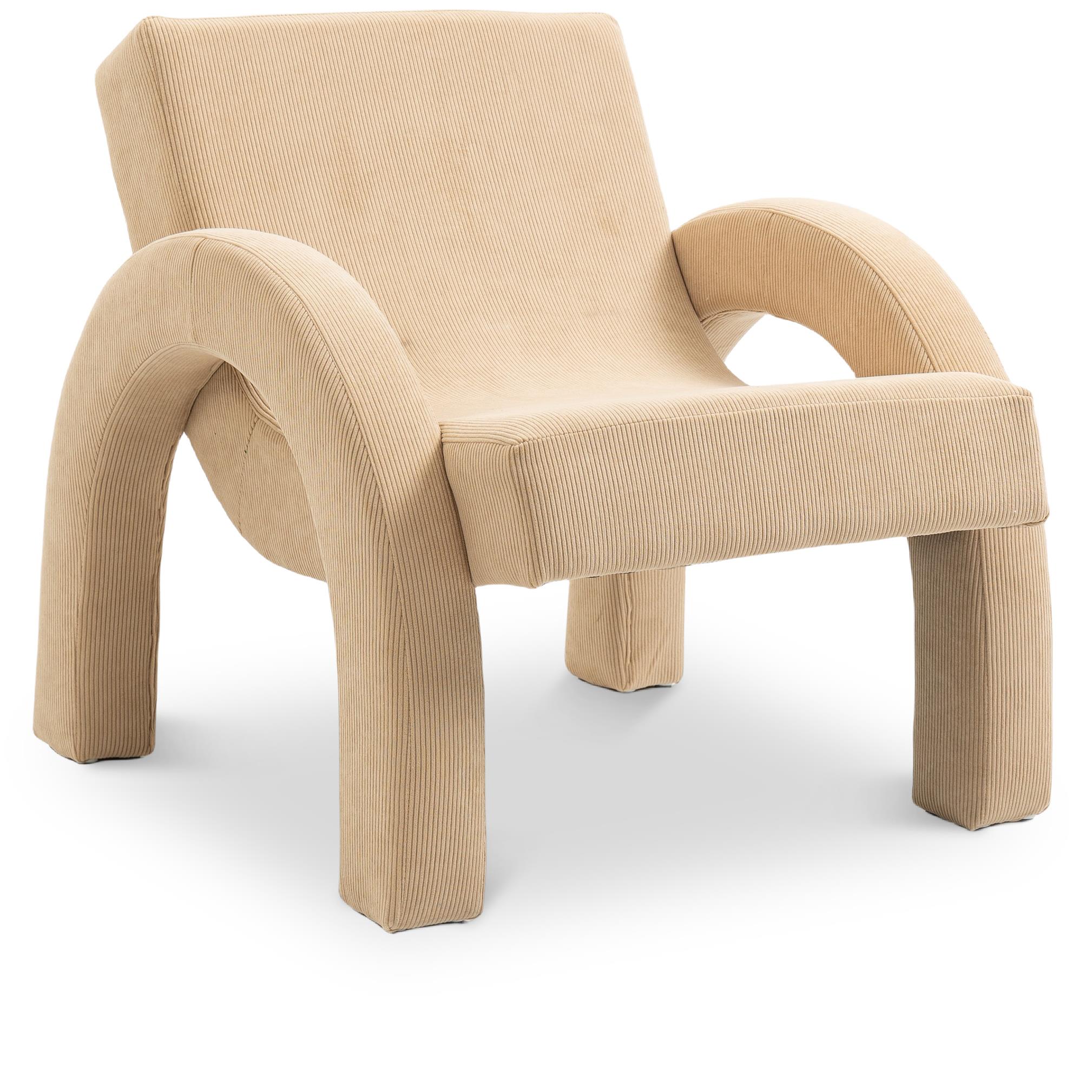 Meridian Corduroy Beige Corduroy Fabric Accent Chair