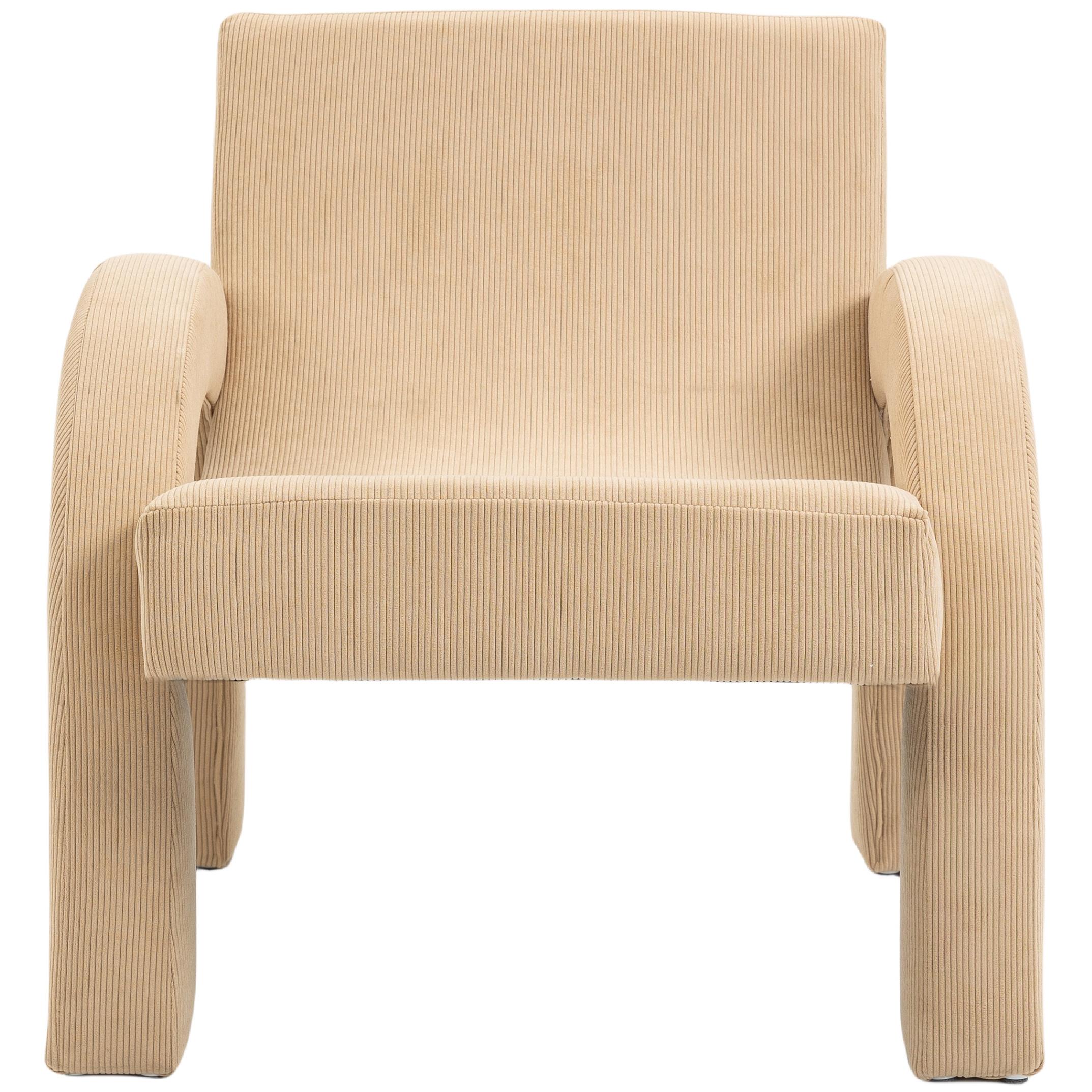 Meridian Corduroy Beige Corduroy Fabric Accent Chair