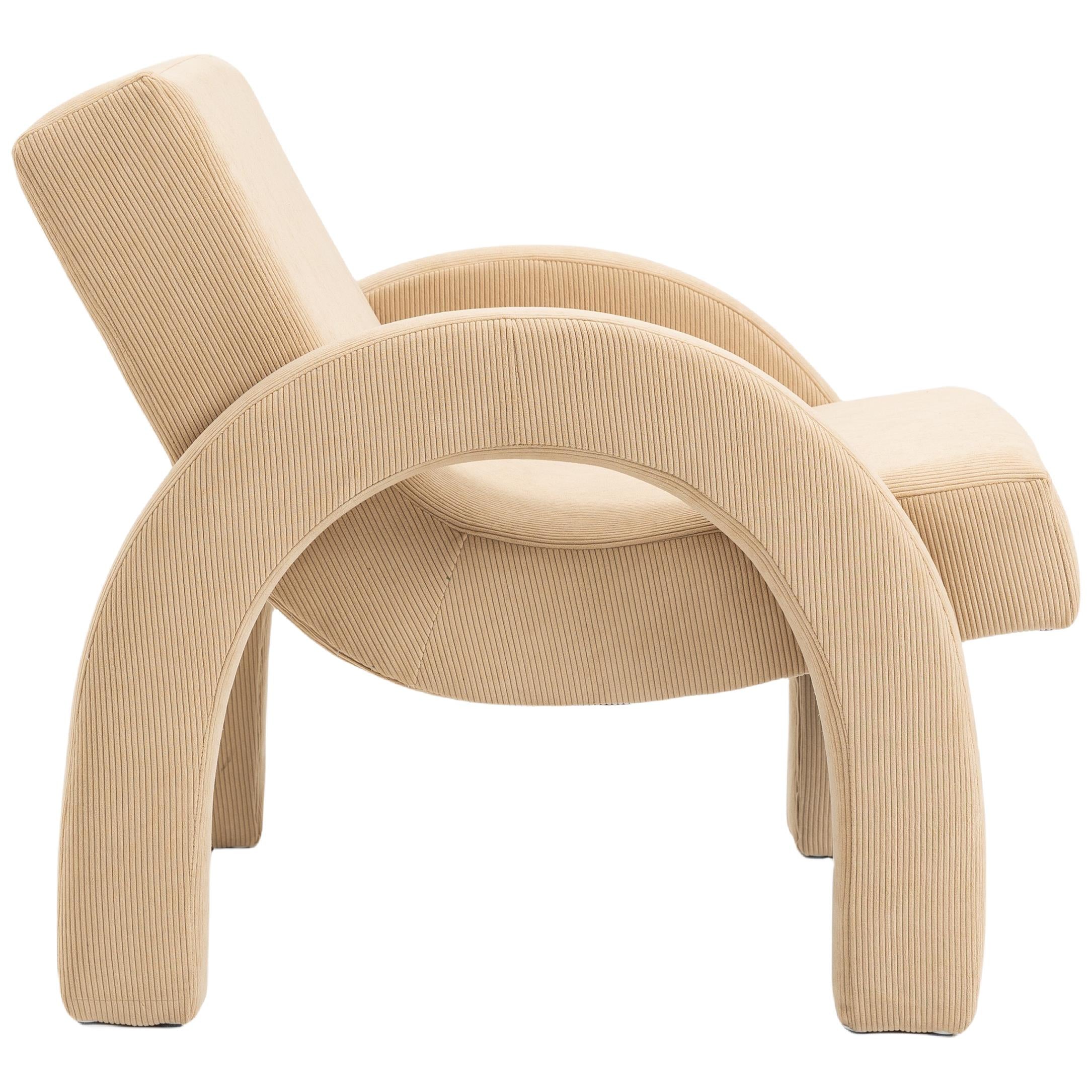 Meridian Corduroy Beige Corduroy Fabric Accent Chair
