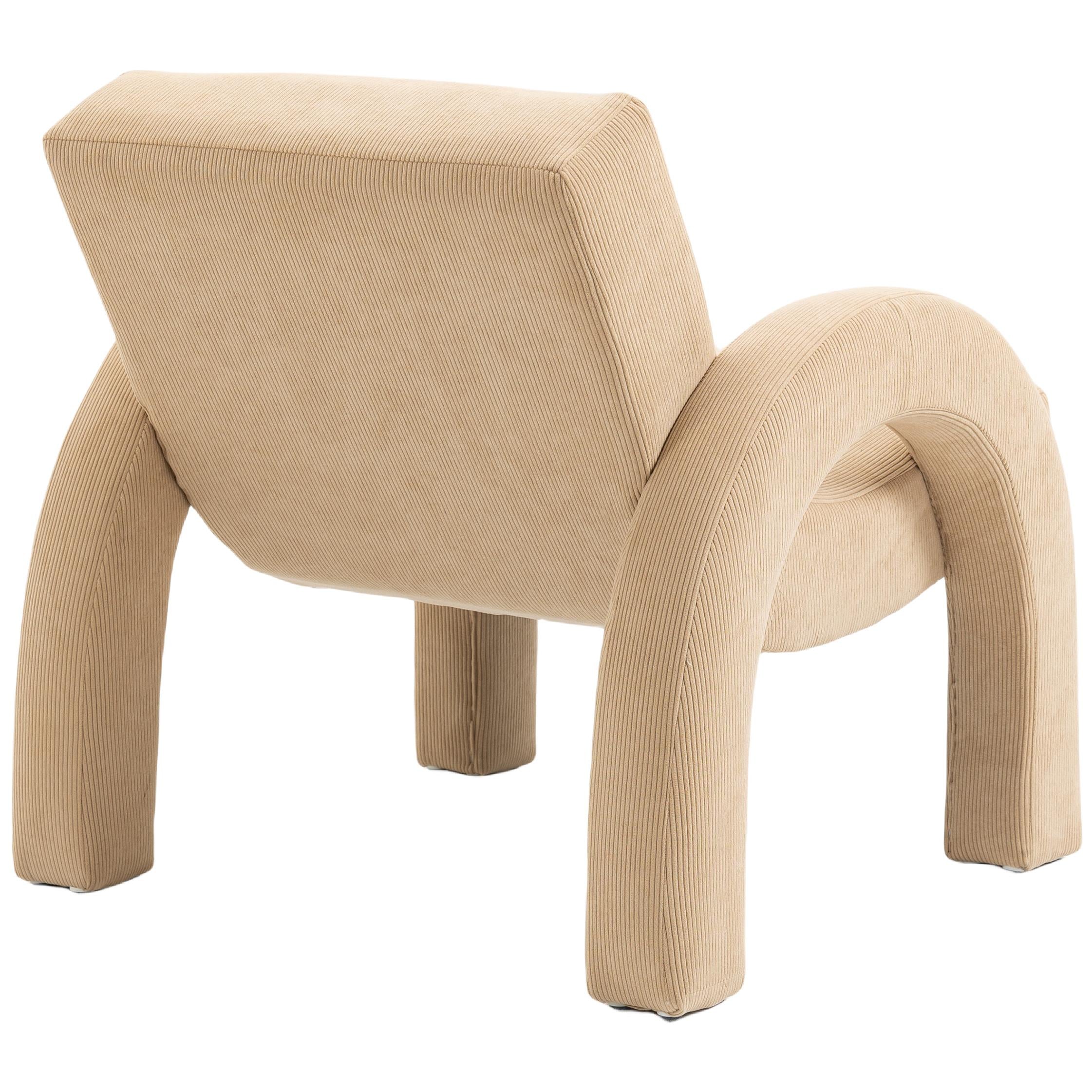 Meridian Corduroy Beige Corduroy Fabric Accent Chair