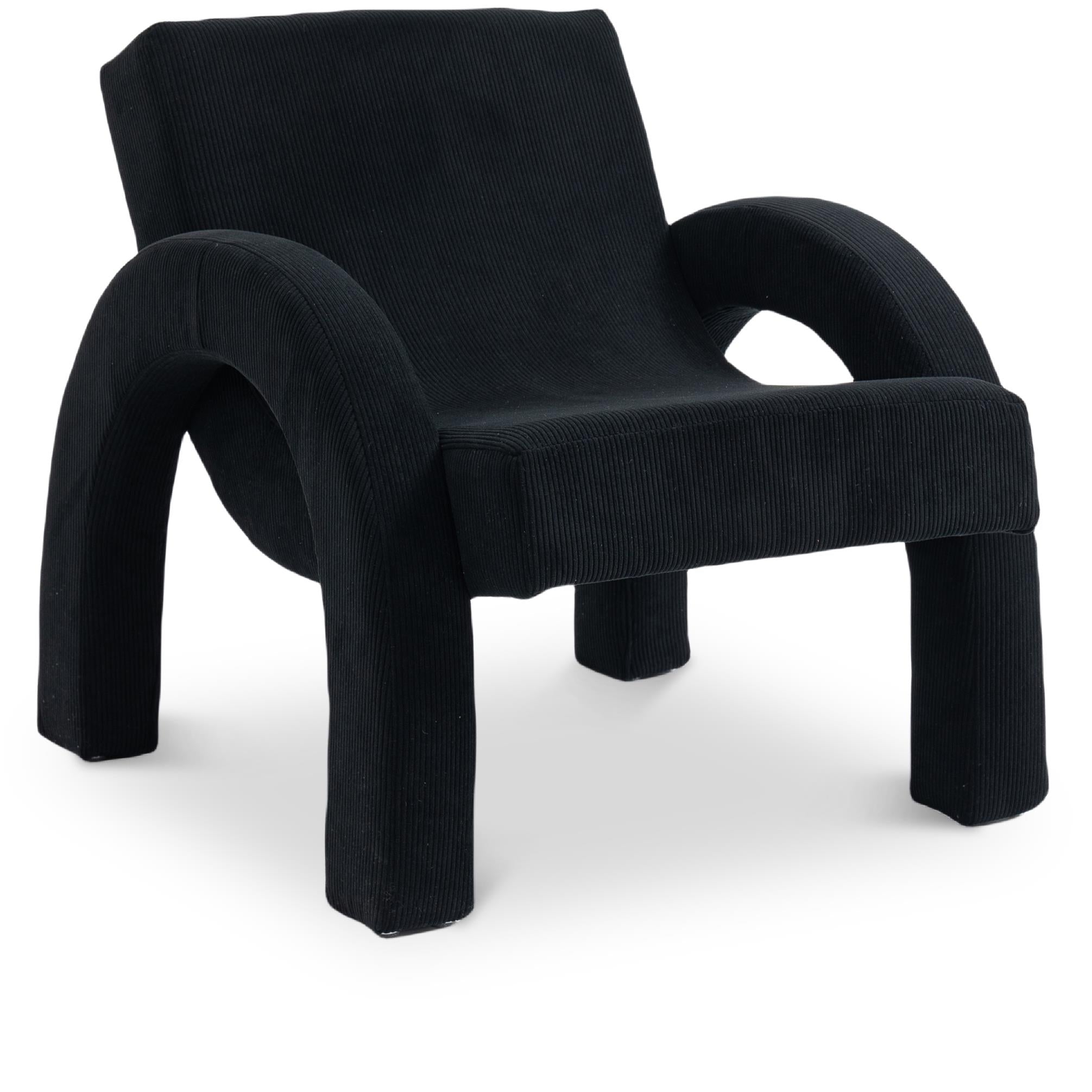 Meridian Corduroy Black Corduroy Fabric Accent Chair
