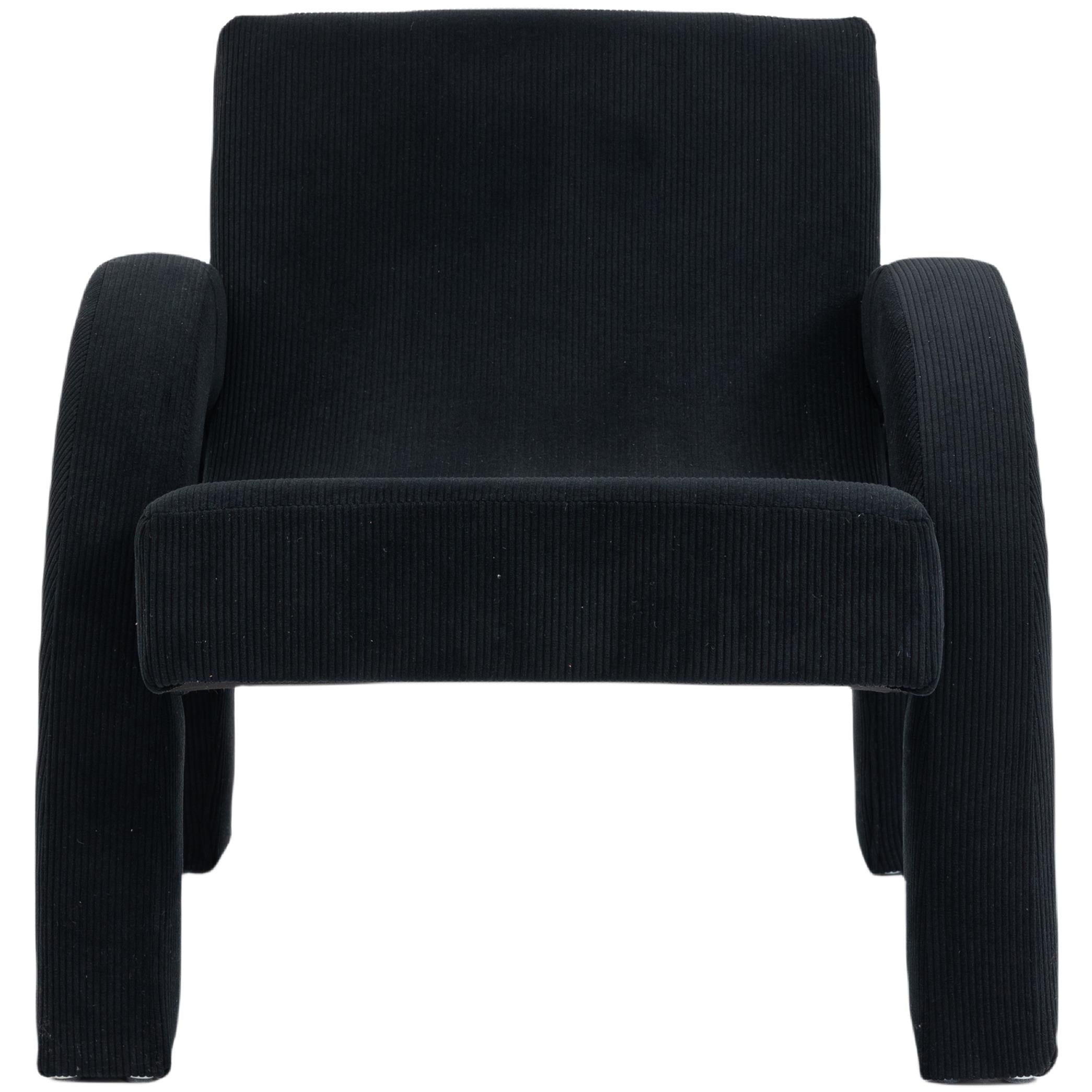 Meridian Corduroy Black Corduroy Fabric Accent Chair