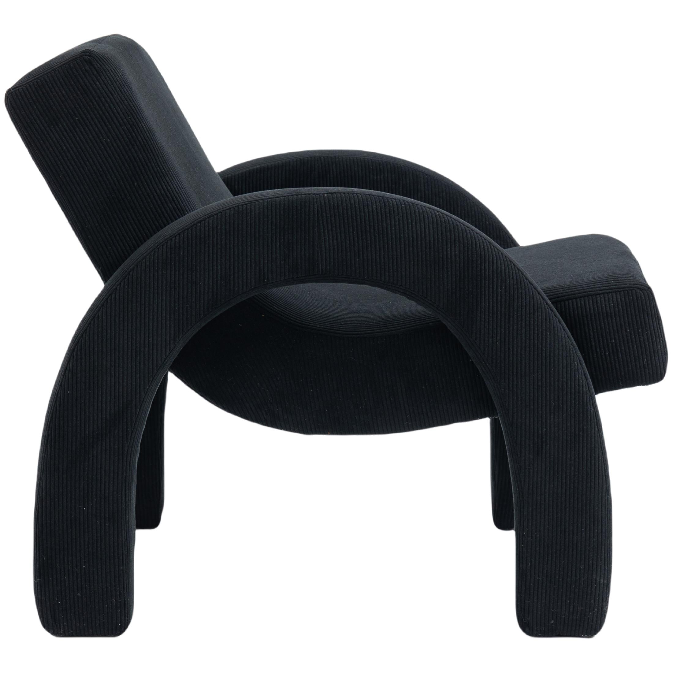 Meridian Corduroy Black Corduroy Fabric Accent Chair