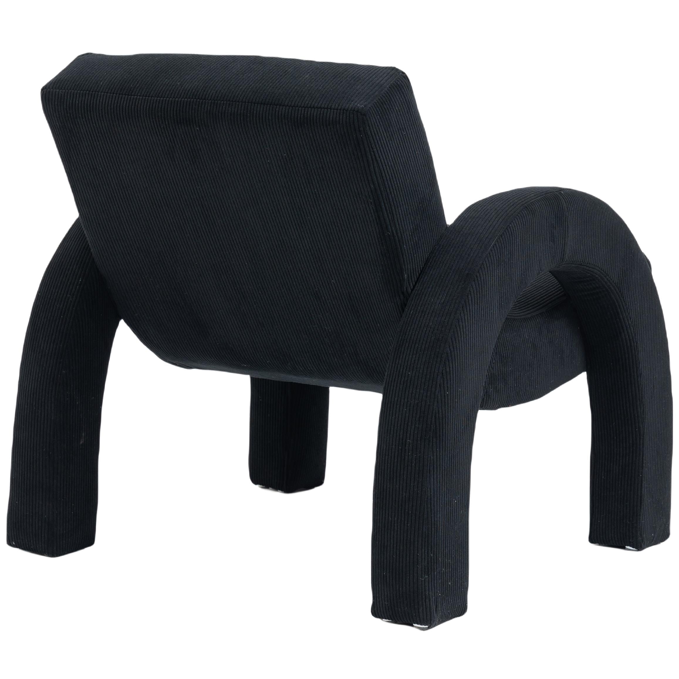 Meridian Corduroy Black Corduroy Fabric Accent Chair