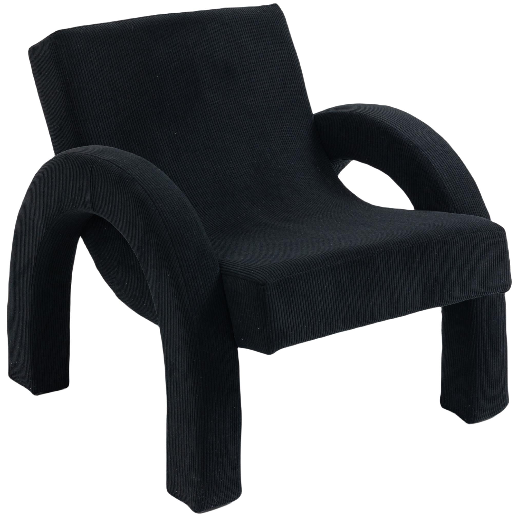 Meridian Corduroy Black Corduroy Fabric Accent Chair