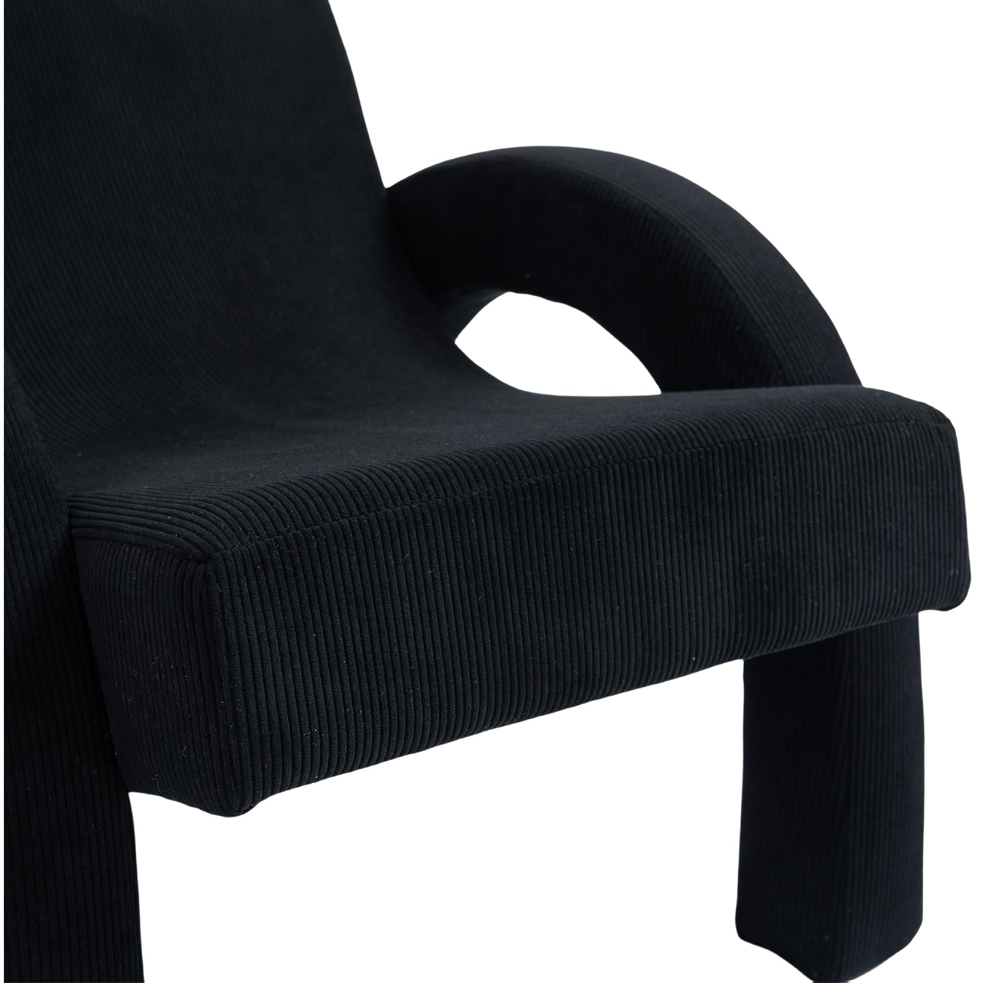 Meridian Corduroy Black Corduroy Fabric Accent Chair