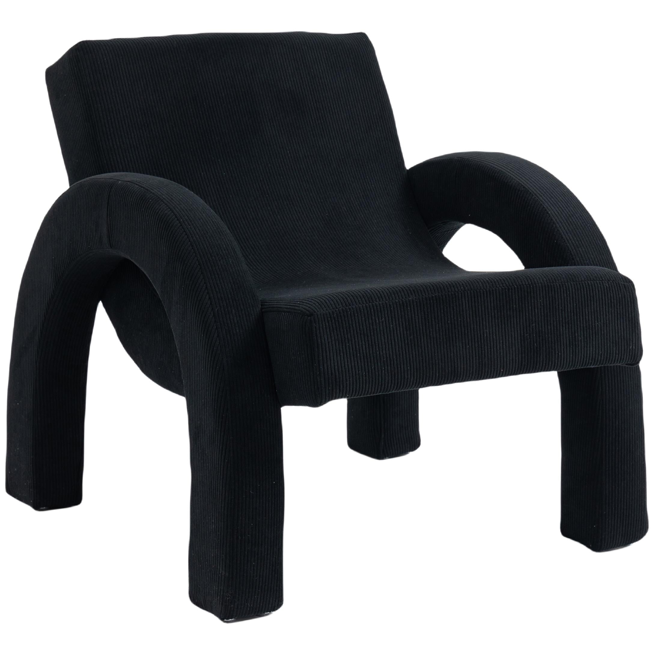 Meridian Corduroy Black Corduroy Fabric Accent Chair