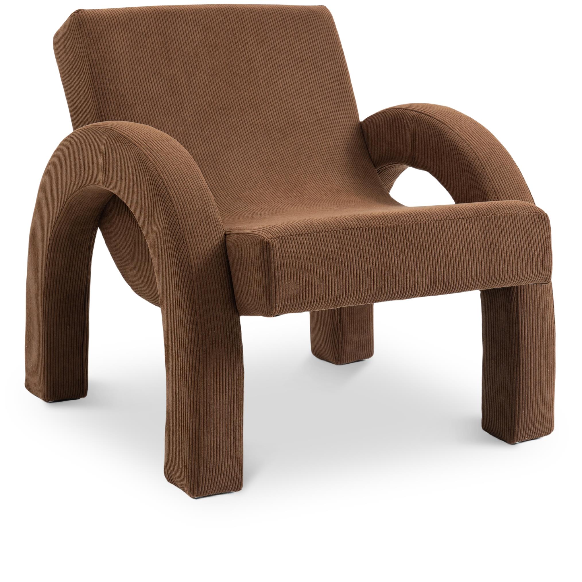 Meridian Corduroy Brown Corduroy Fabric Accent Chair