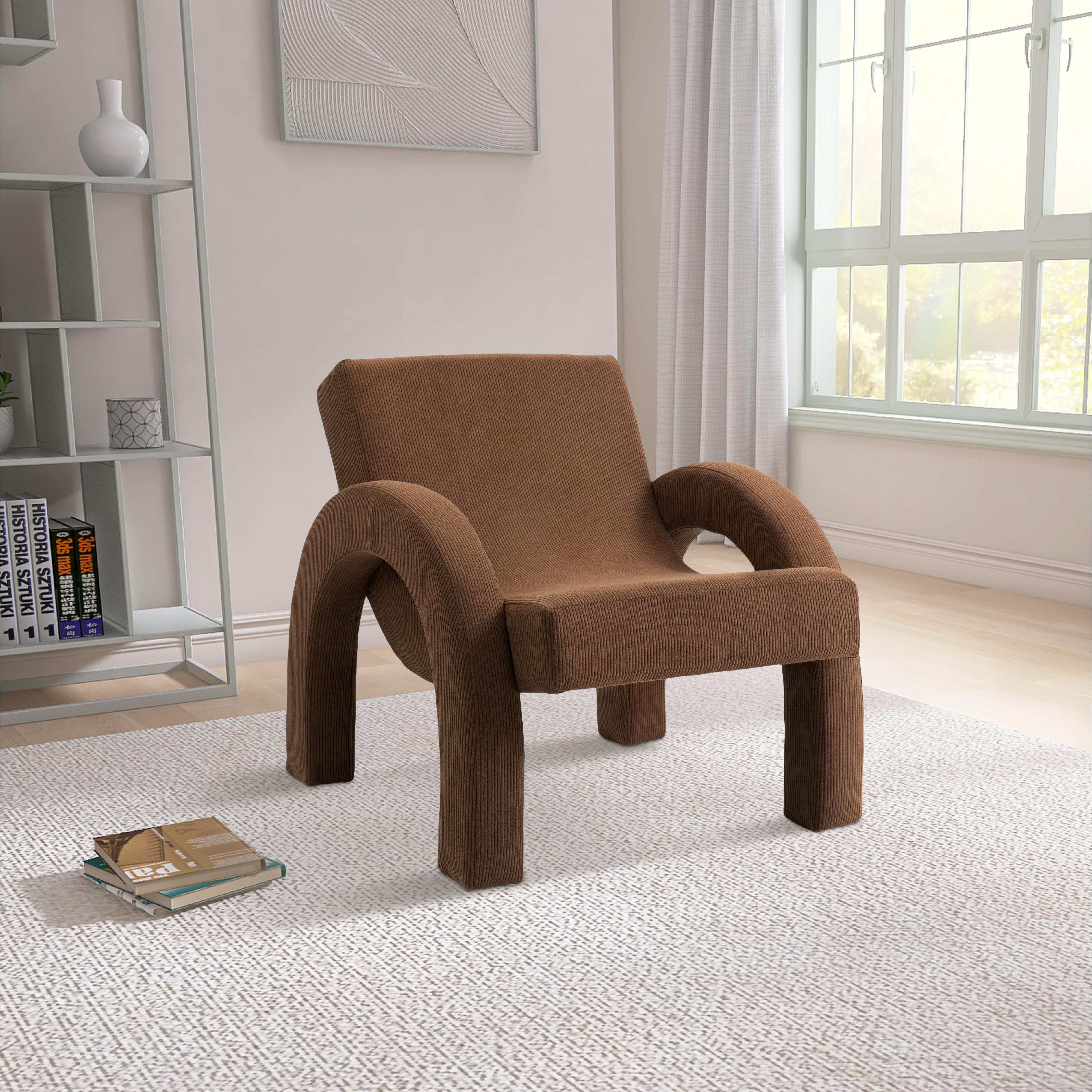 Meridian Corduroy Brown Corduroy Fabric Accent Chair