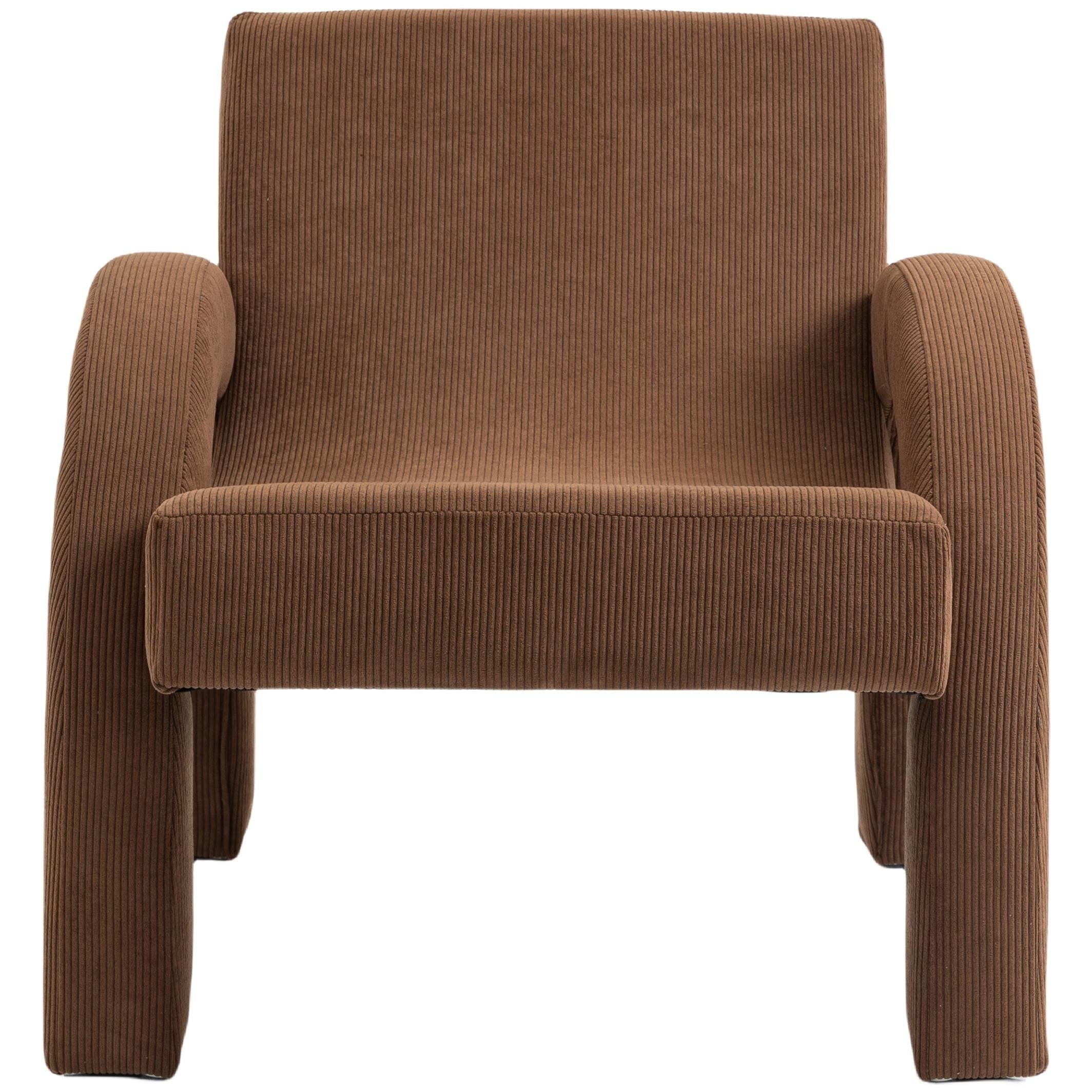 Meridian Corduroy Brown Corduroy Fabric Accent Chair