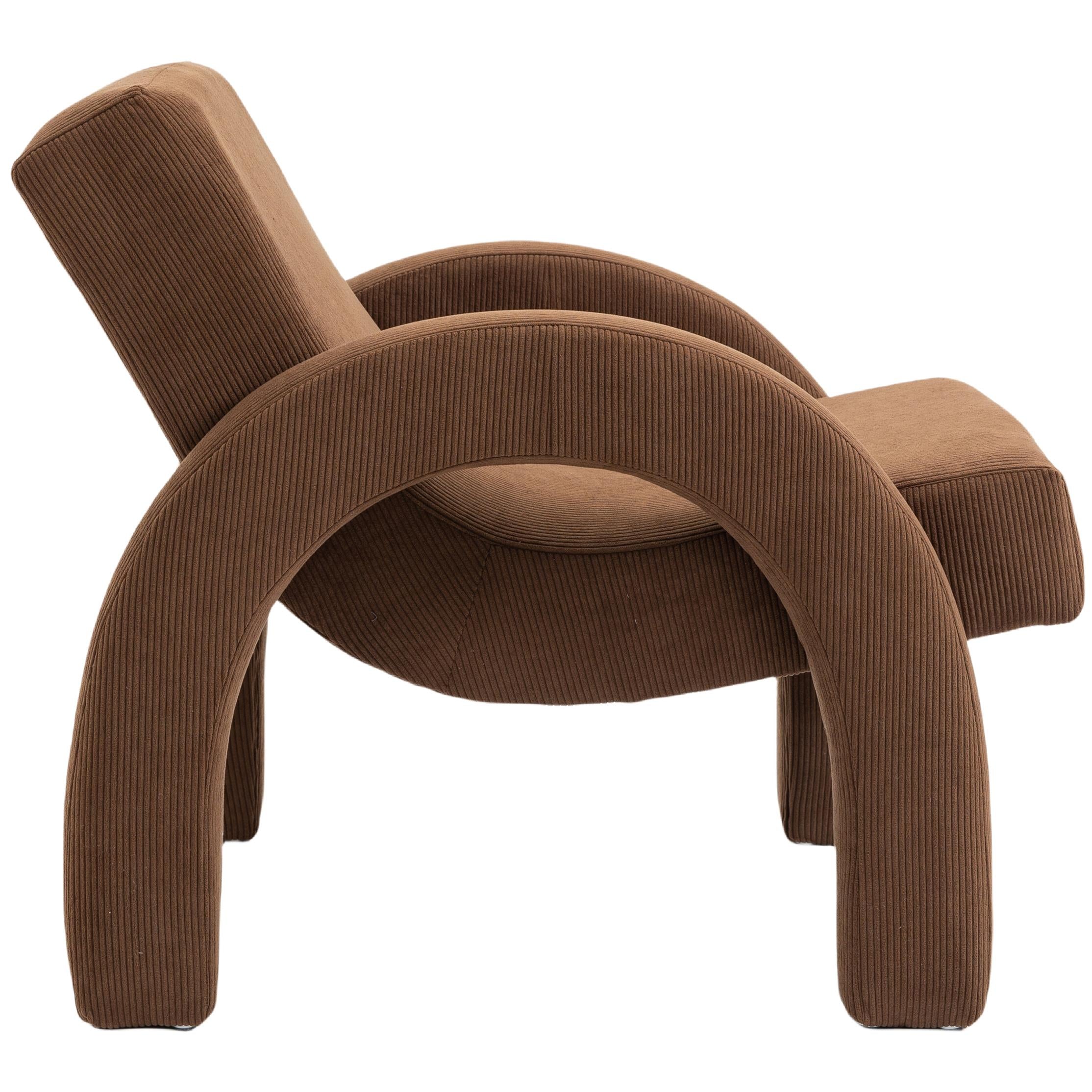 Meridian Corduroy Brown Corduroy Fabric Accent Chair