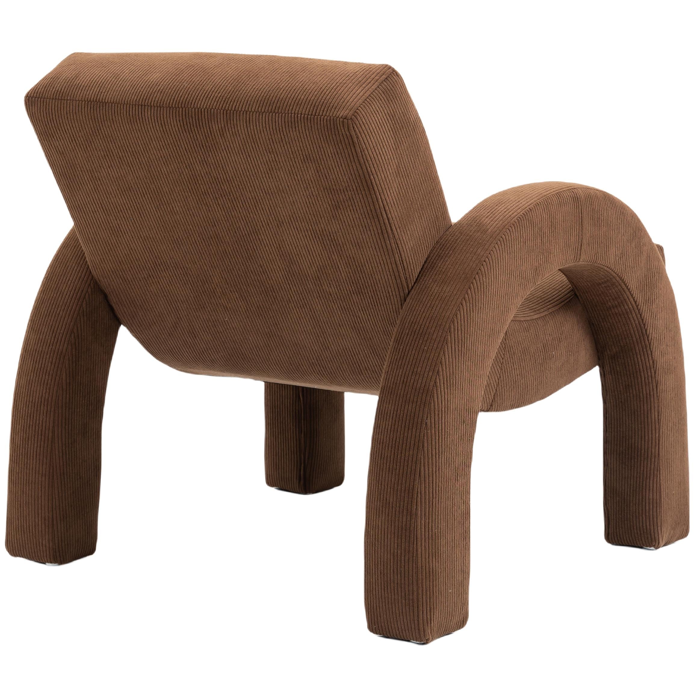 Meridian Corduroy Brown Corduroy Fabric Accent Chair