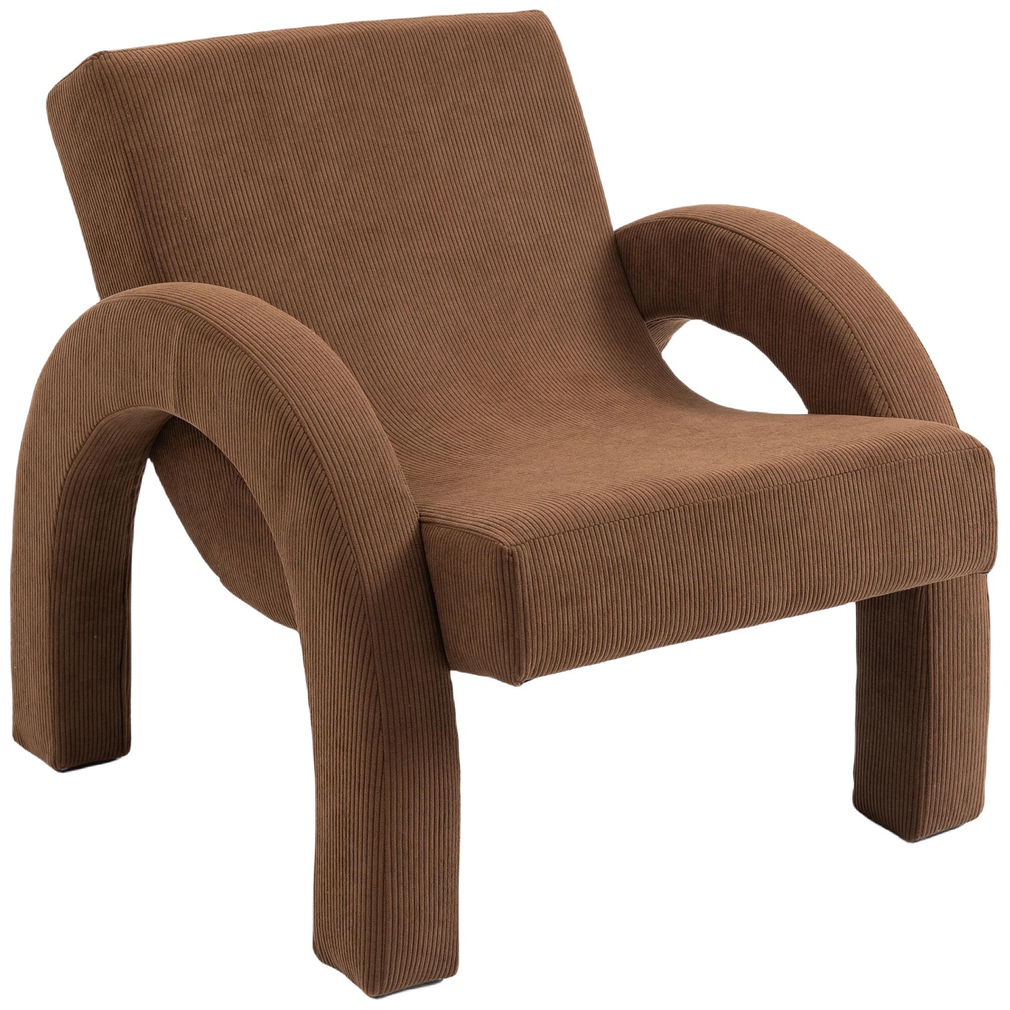 Meridian Corduroy Brown Corduroy Fabric Accent Chair