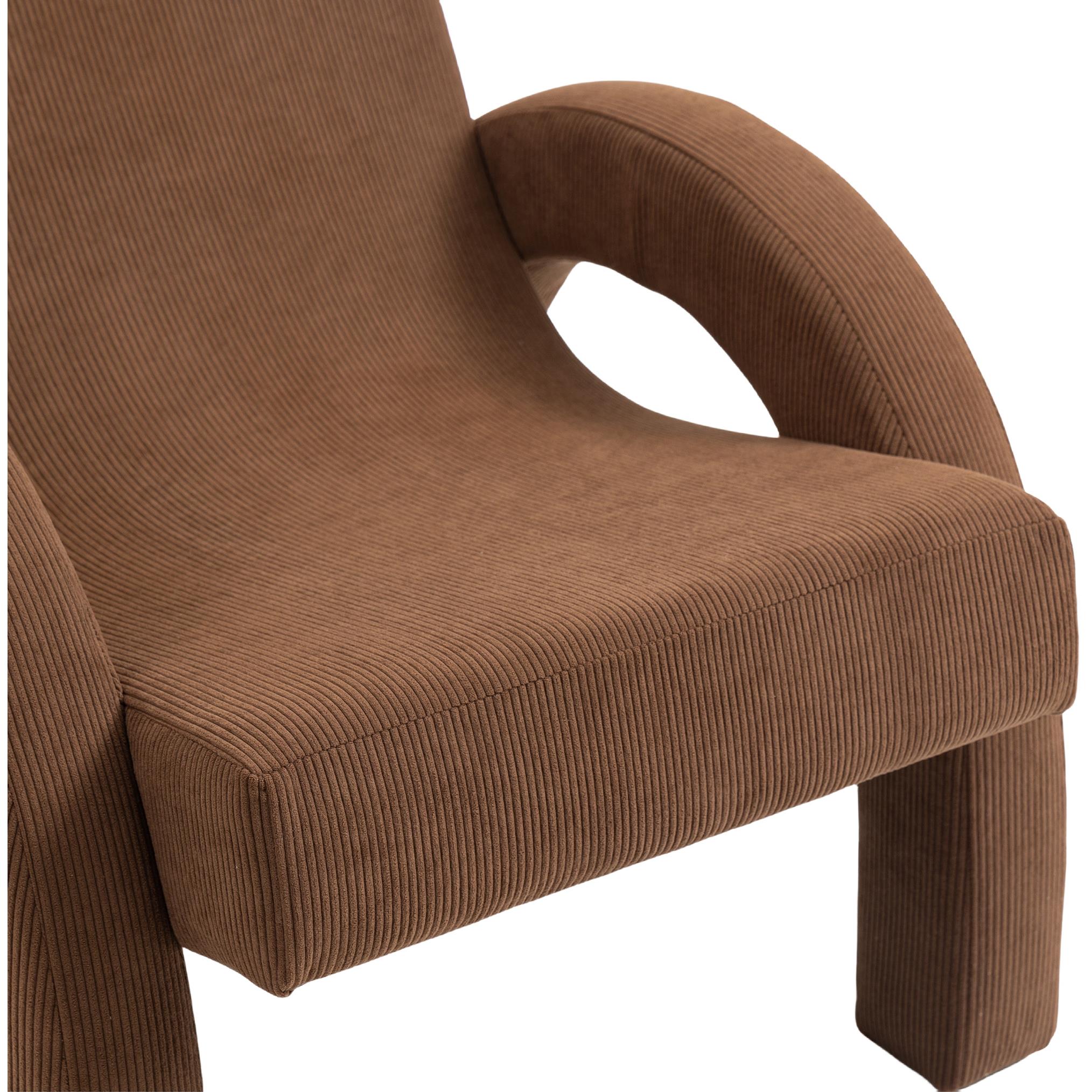 Meridian Corduroy Brown Corduroy Fabric Accent Chair