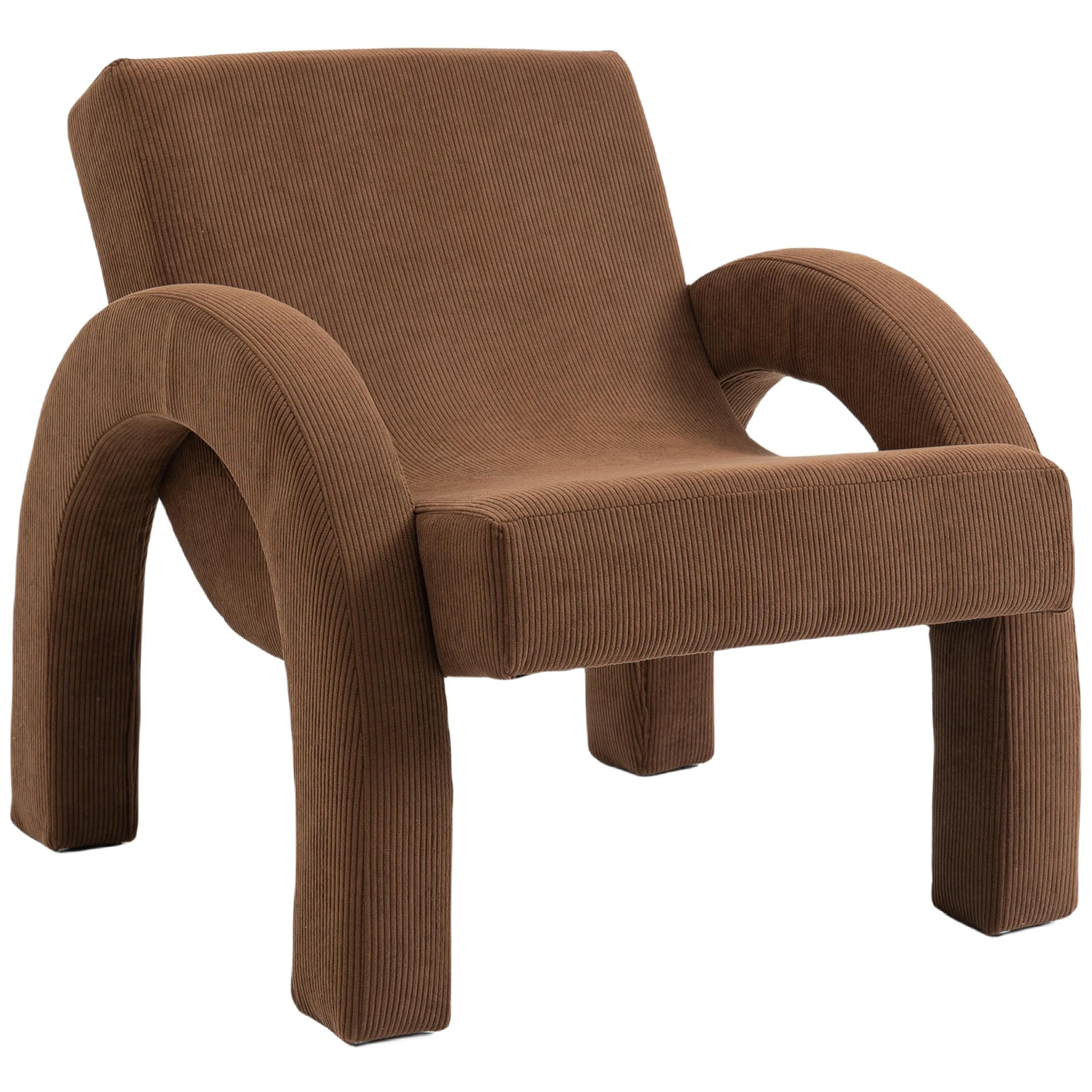 Meridian Corduroy Brown Corduroy Fabric Accent Chair