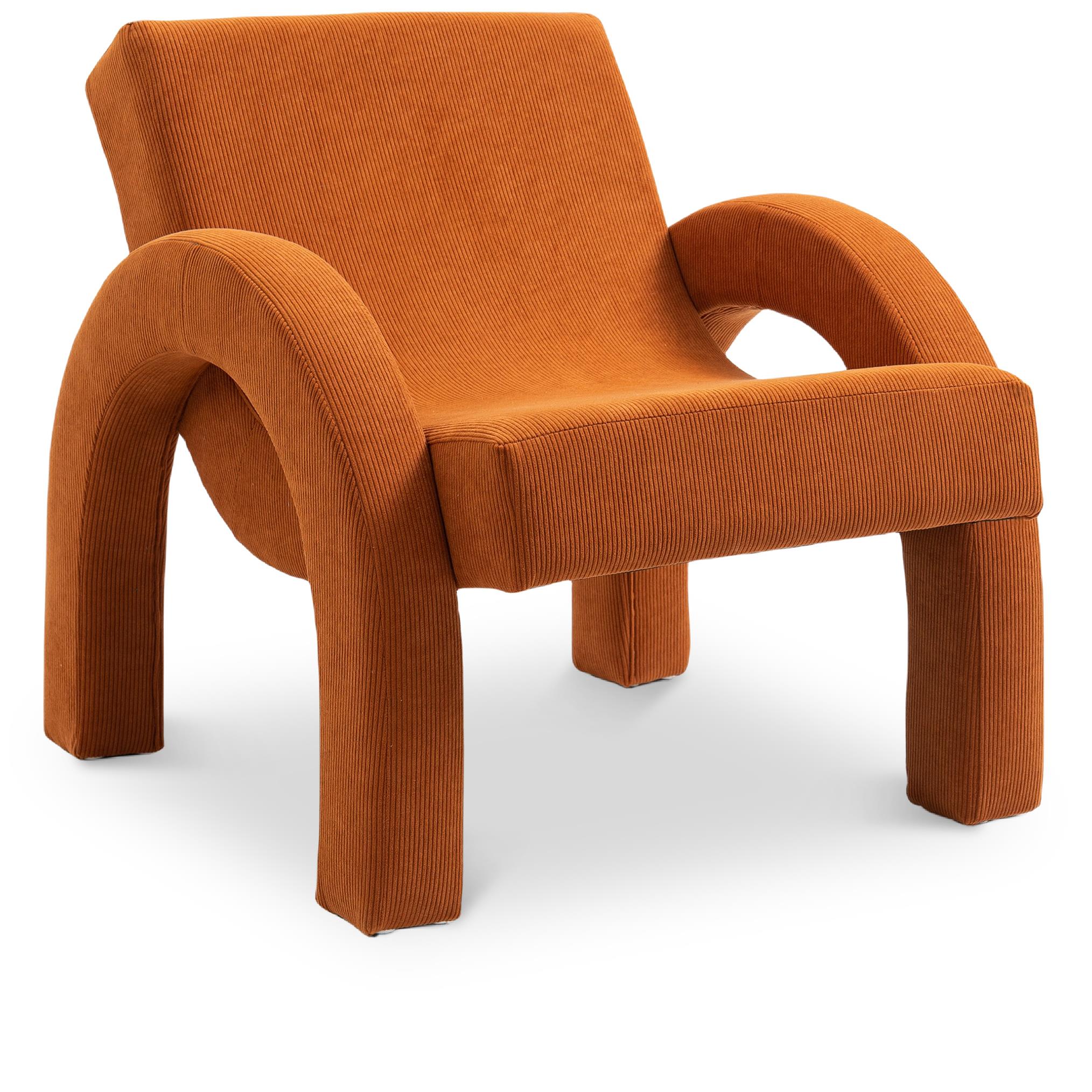 Meridian Corduroy Cognac Corduroy Fabric Accent Chair