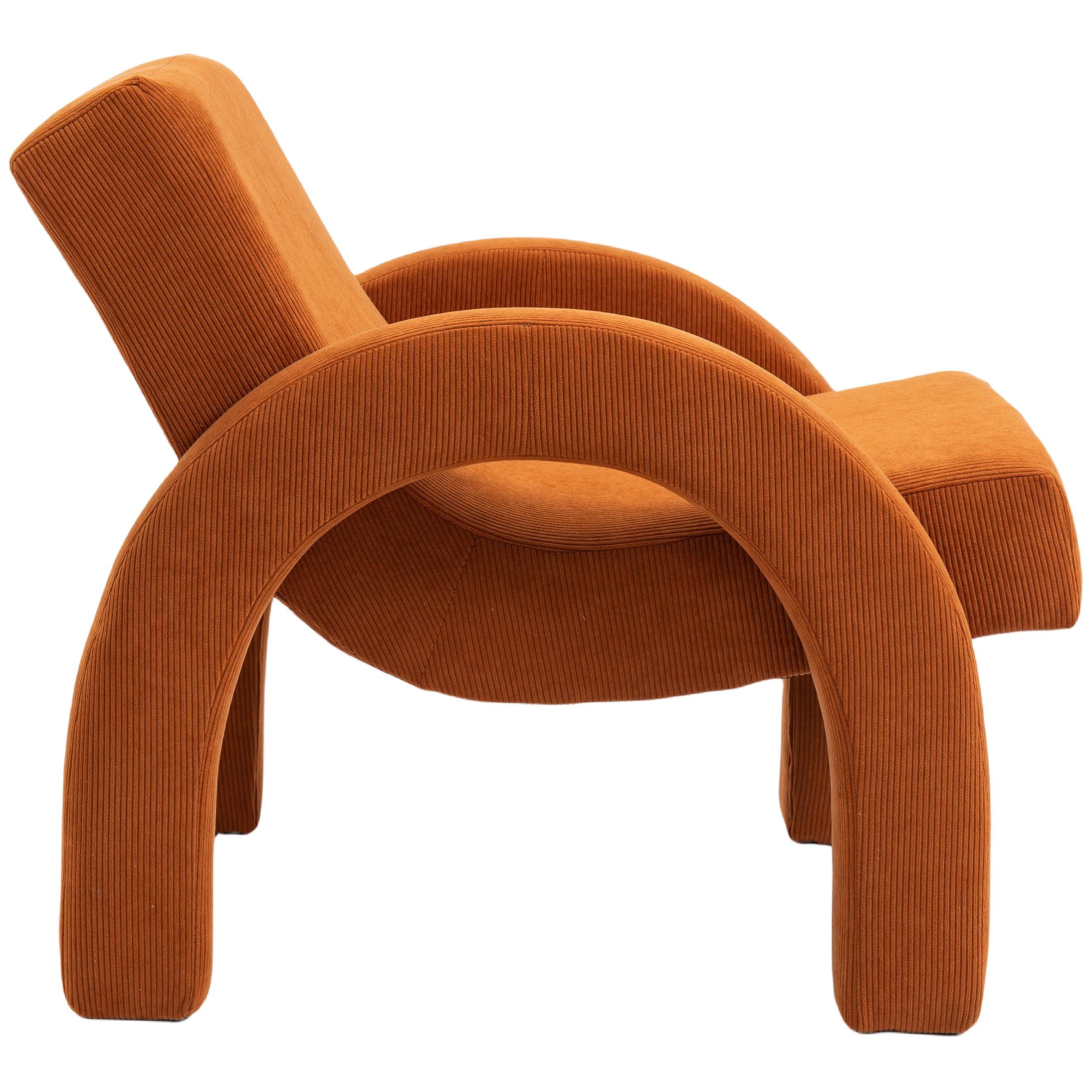 Meridian Corduroy Cognac Corduroy Fabric Accent Chair