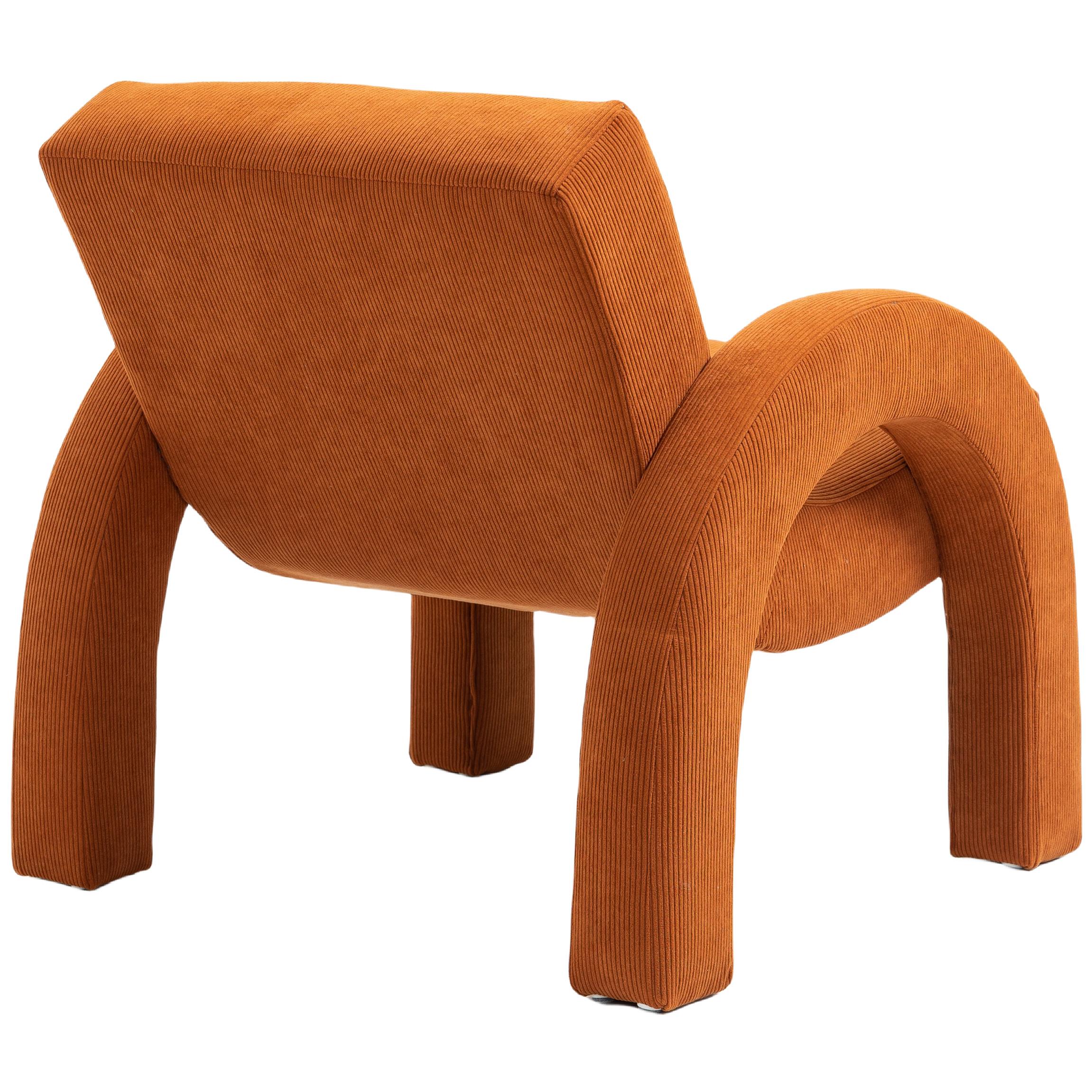 Meridian Corduroy Cognac Corduroy Fabric Accent Chair