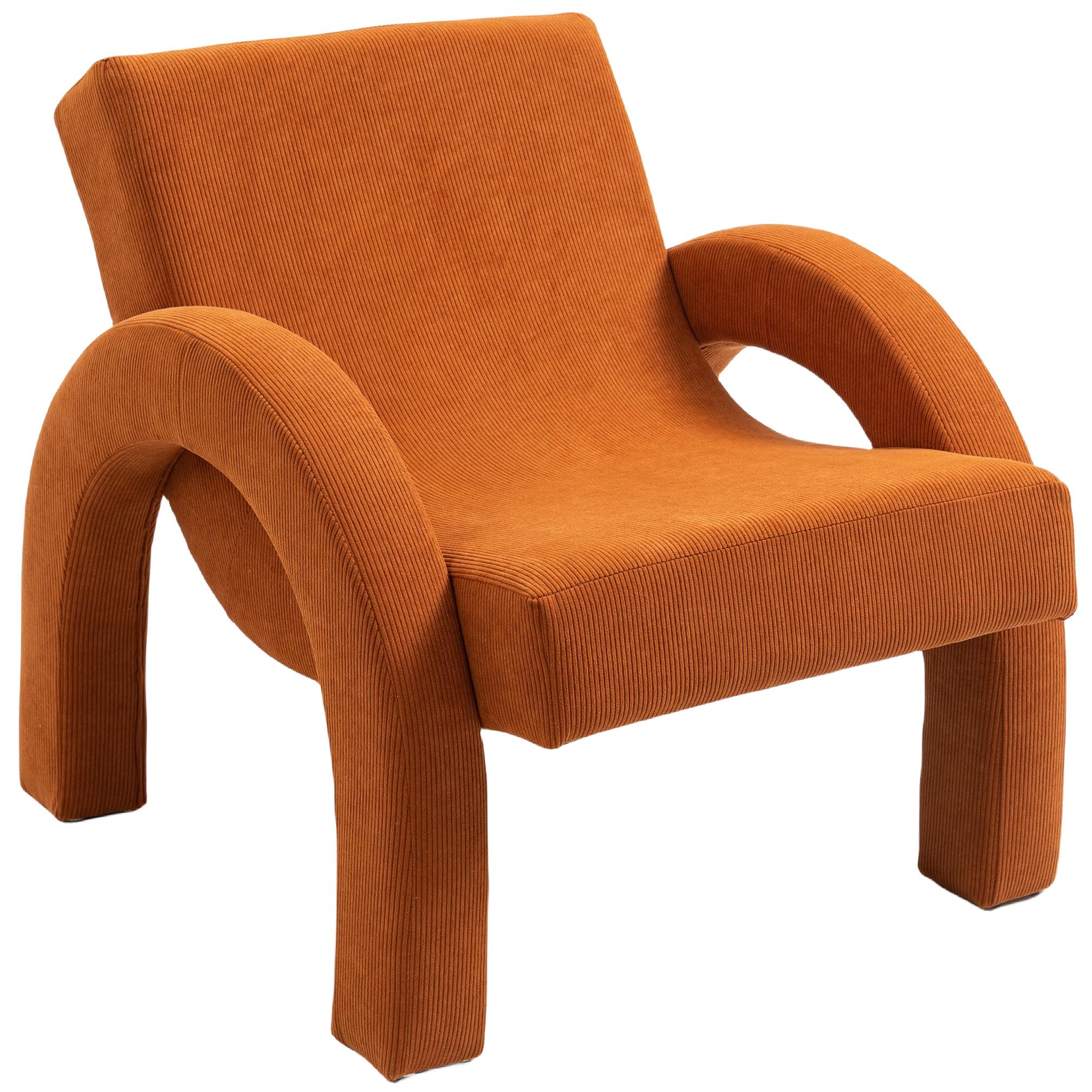 Meridian Corduroy Cognac Corduroy Fabric Accent Chair