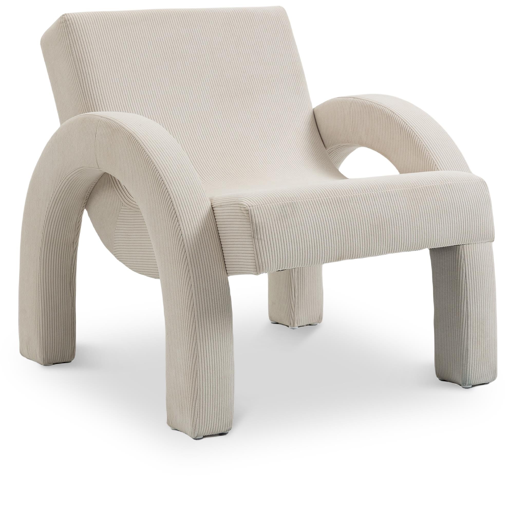 Meridian Corduroy Cream Corduroy Fabric Accent Chair