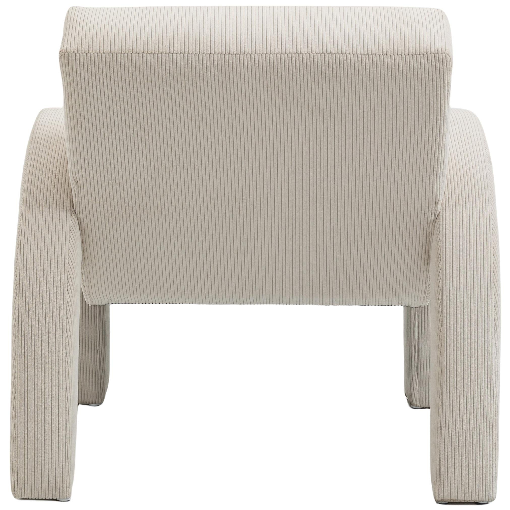 Meridian Corduroy Cream Corduroy Fabric Accent Chair