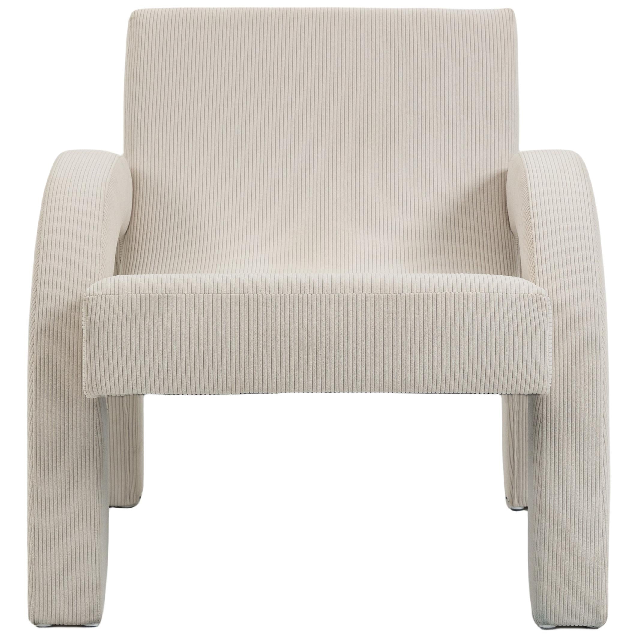 Meridian Corduroy Cream Corduroy Fabric Accent Chair