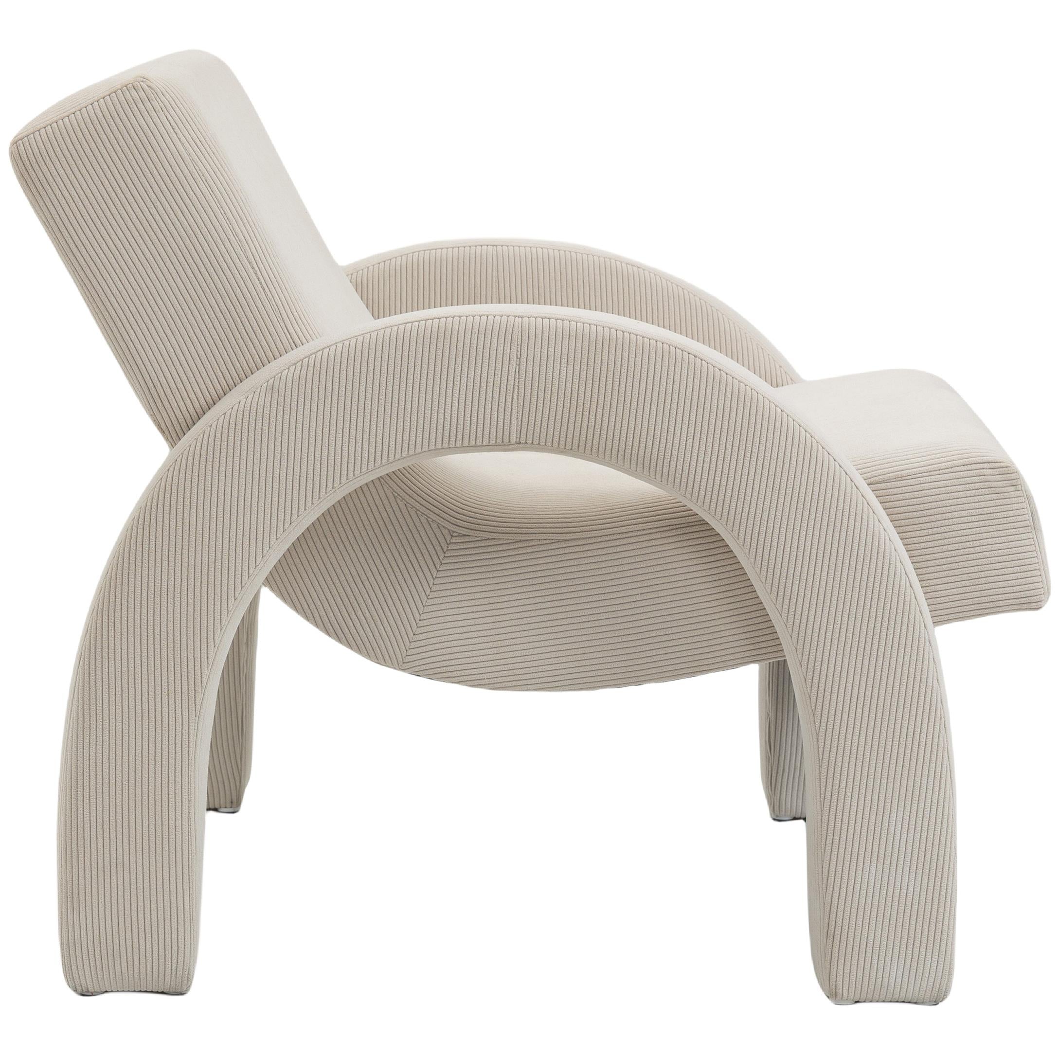 Meridian Corduroy Cream Corduroy Fabric Accent Chair