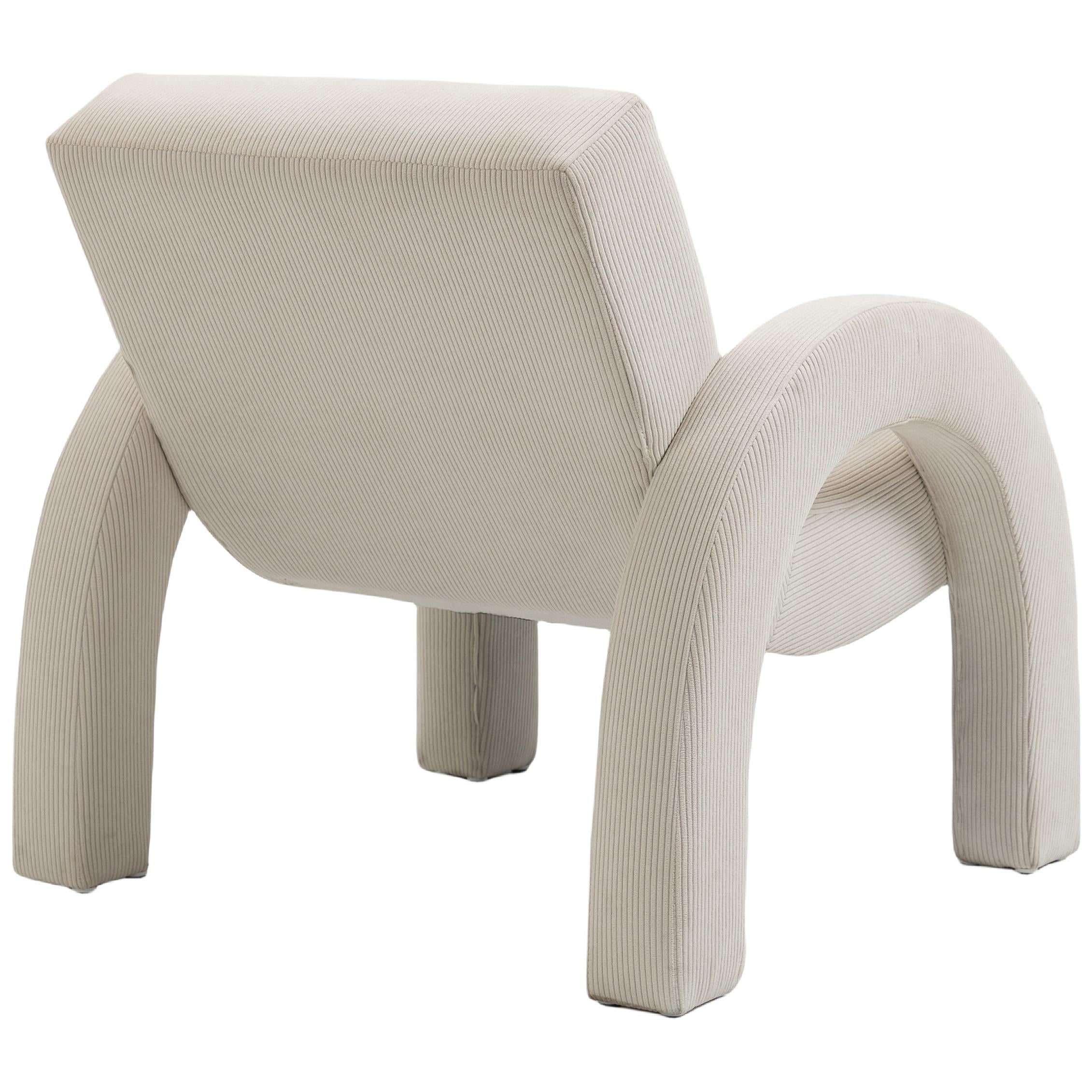 Meridian Corduroy Cream Corduroy Fabric Accent Chair