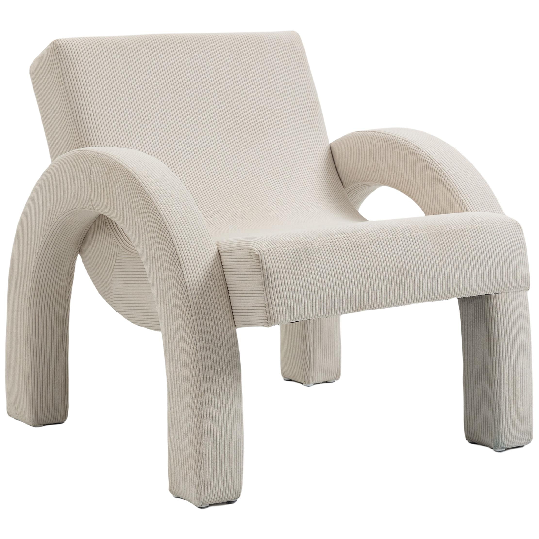 Meridian Corduroy Cream Corduroy Fabric Accent Chair