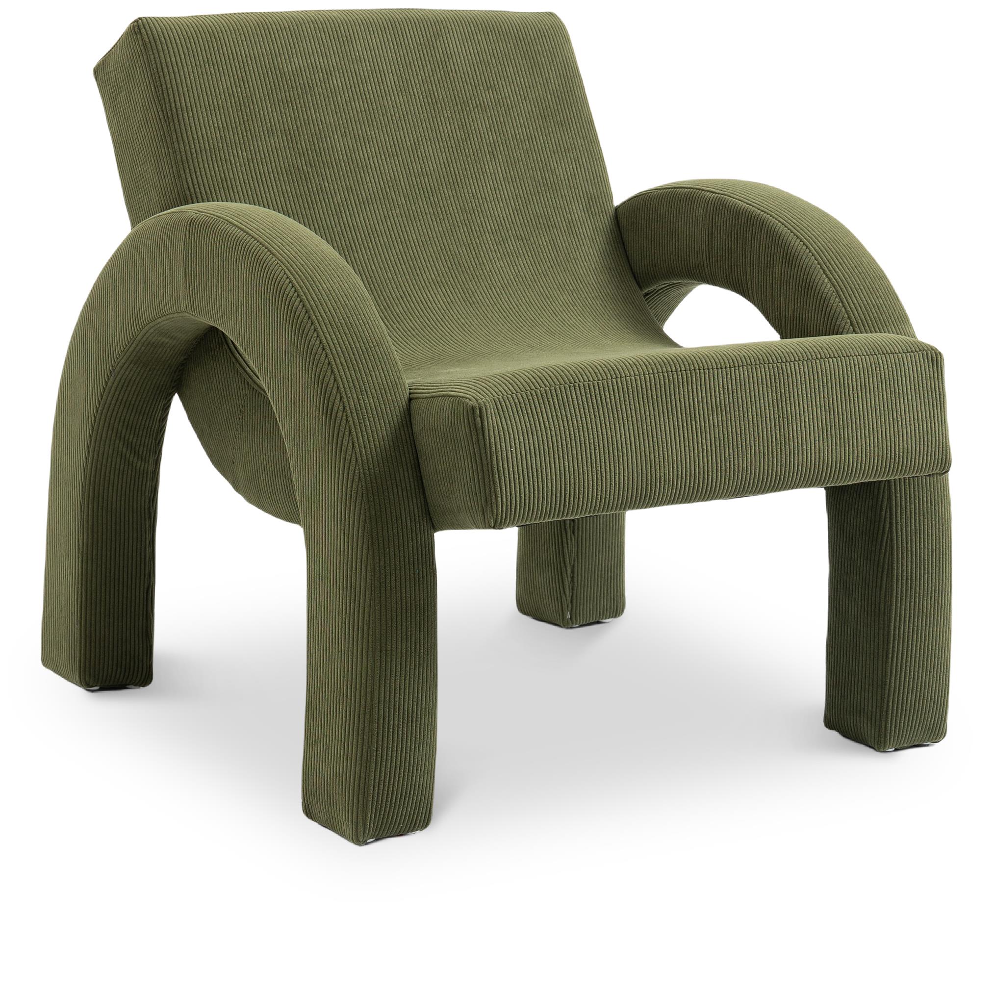 Meridian Corduroy Green Corduroy Fabric Accent Chair