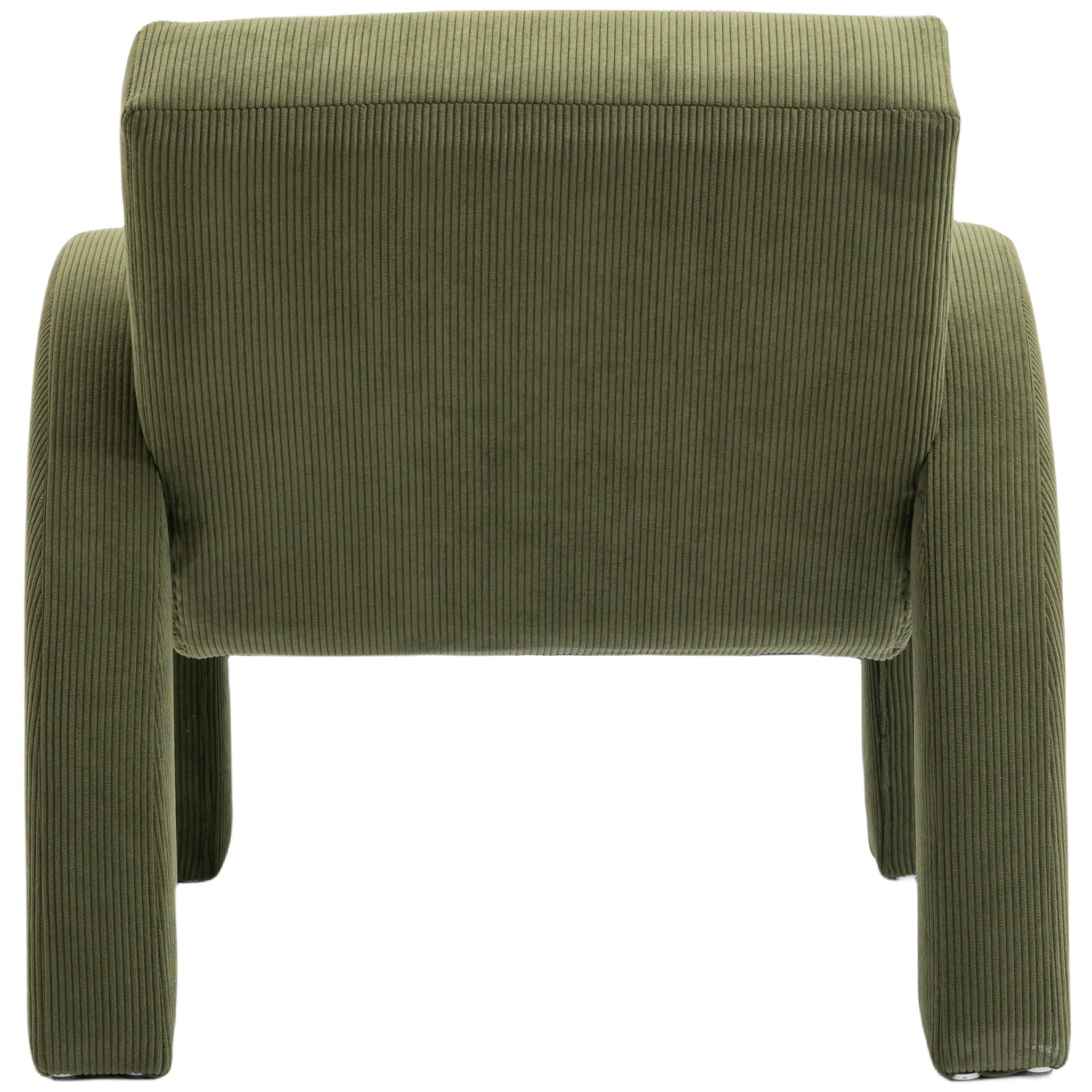 Meridian Corduroy Green Corduroy Fabric Accent Chair