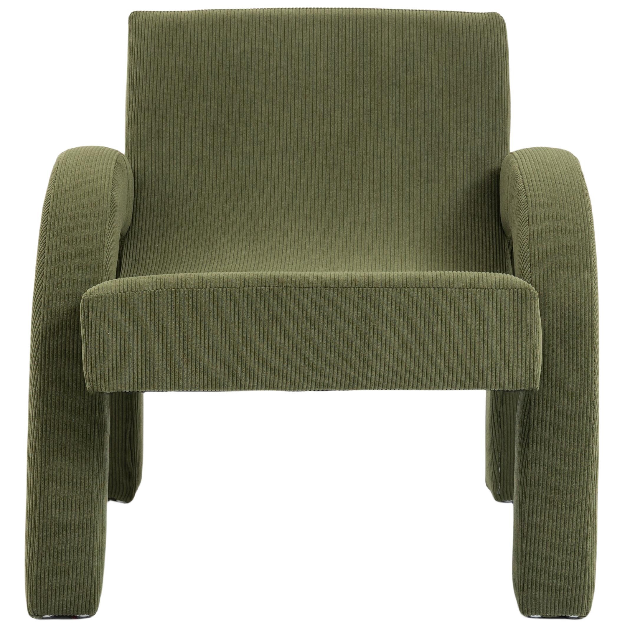 Meridian Corduroy Green Corduroy Fabric Accent Chair
