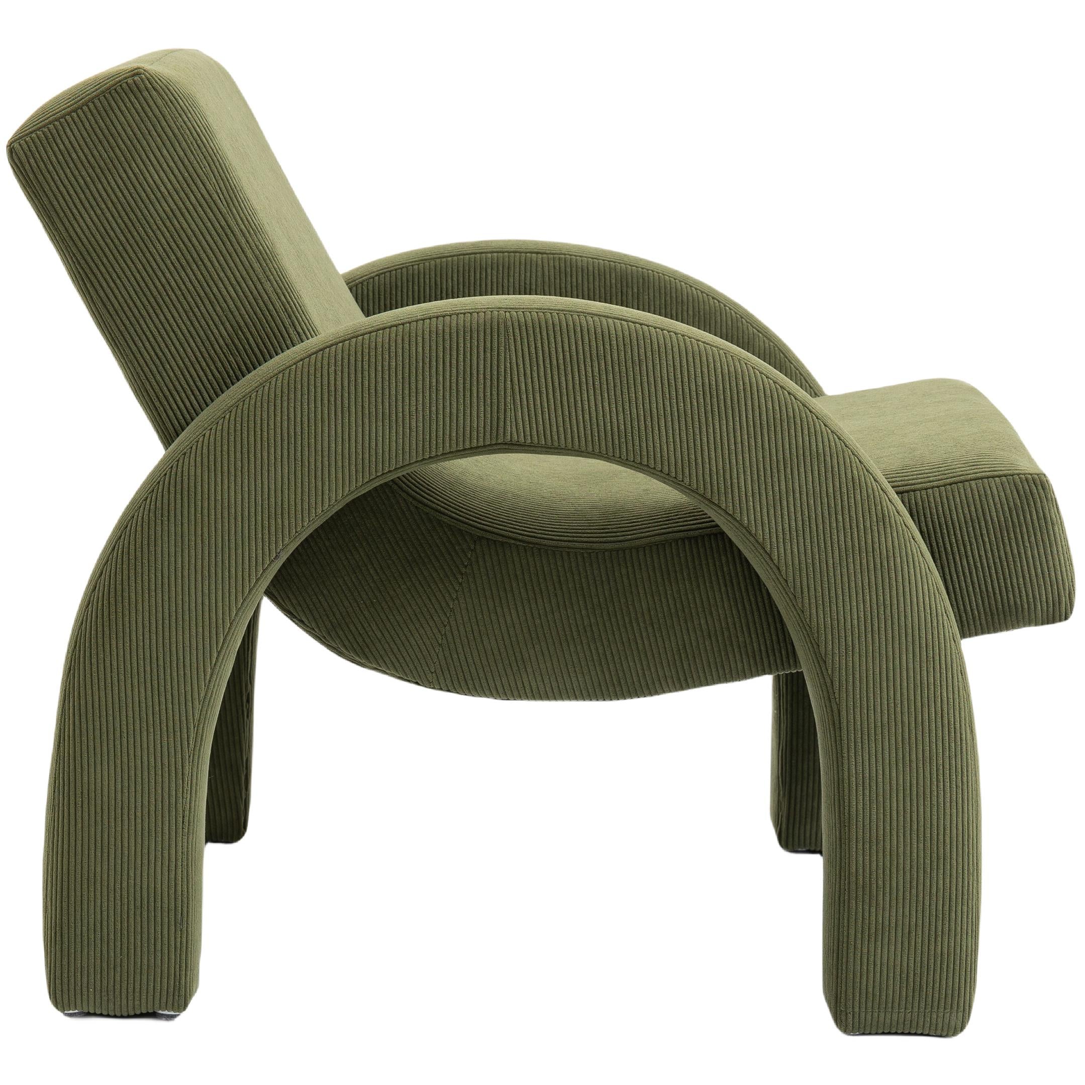 Meridian Corduroy Green Corduroy Fabric Accent Chair