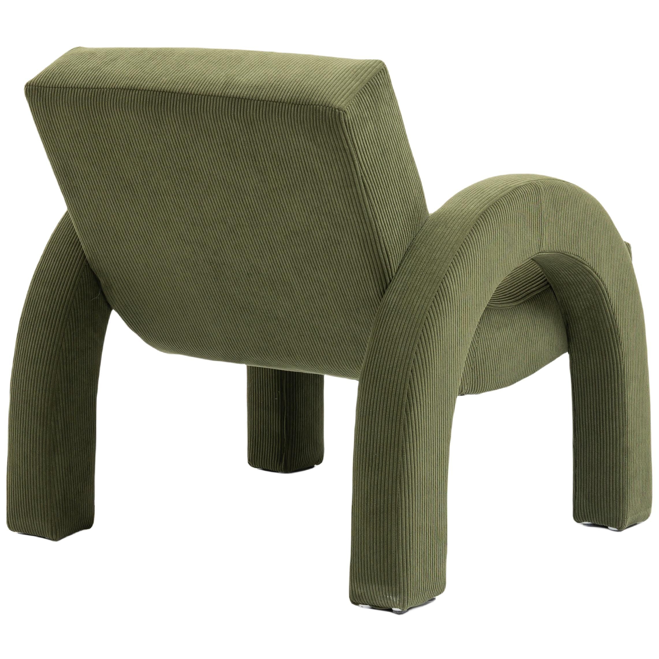 Meridian Corduroy Green Corduroy Fabric Accent Chair