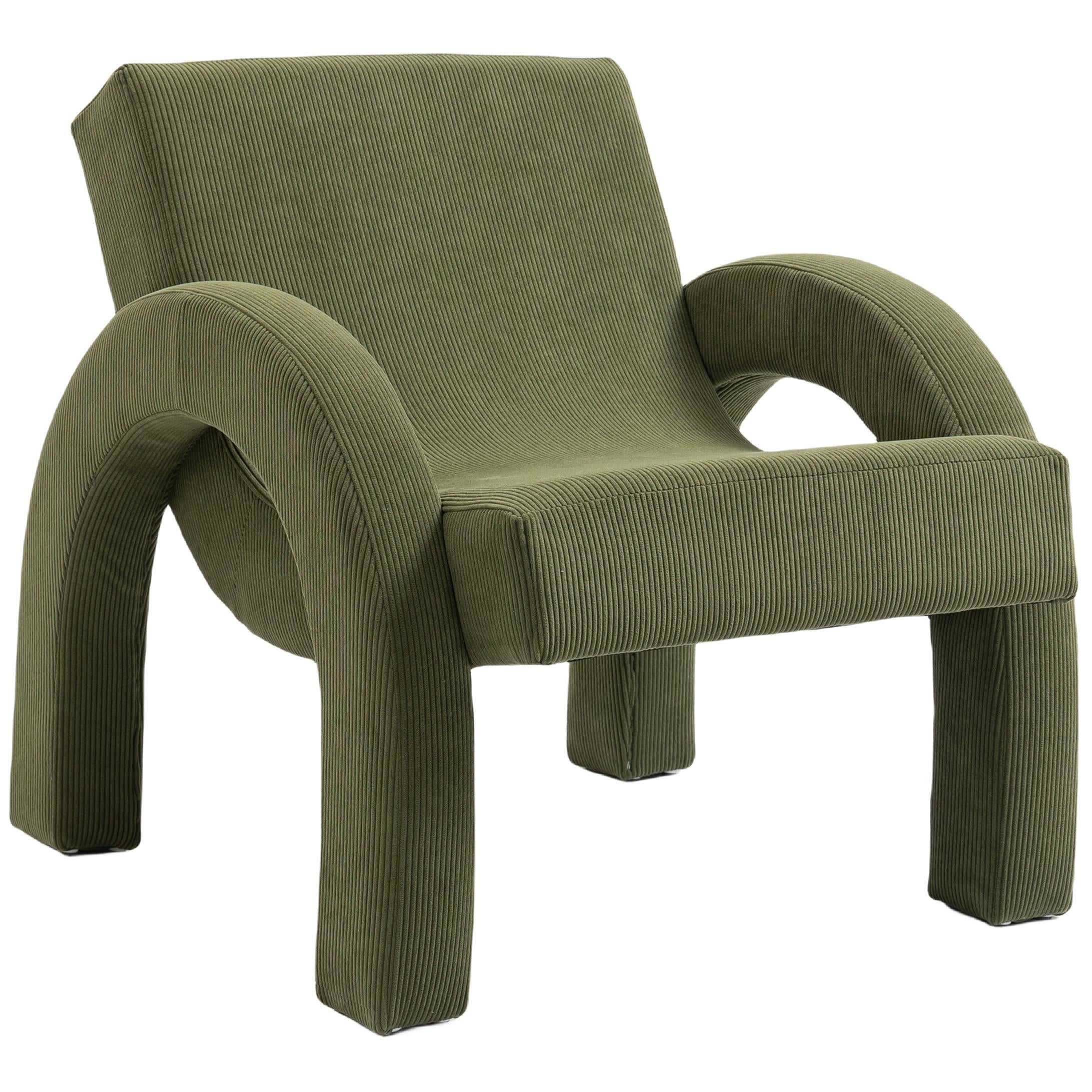 Meridian Corduroy Green Corduroy Fabric Accent Chair