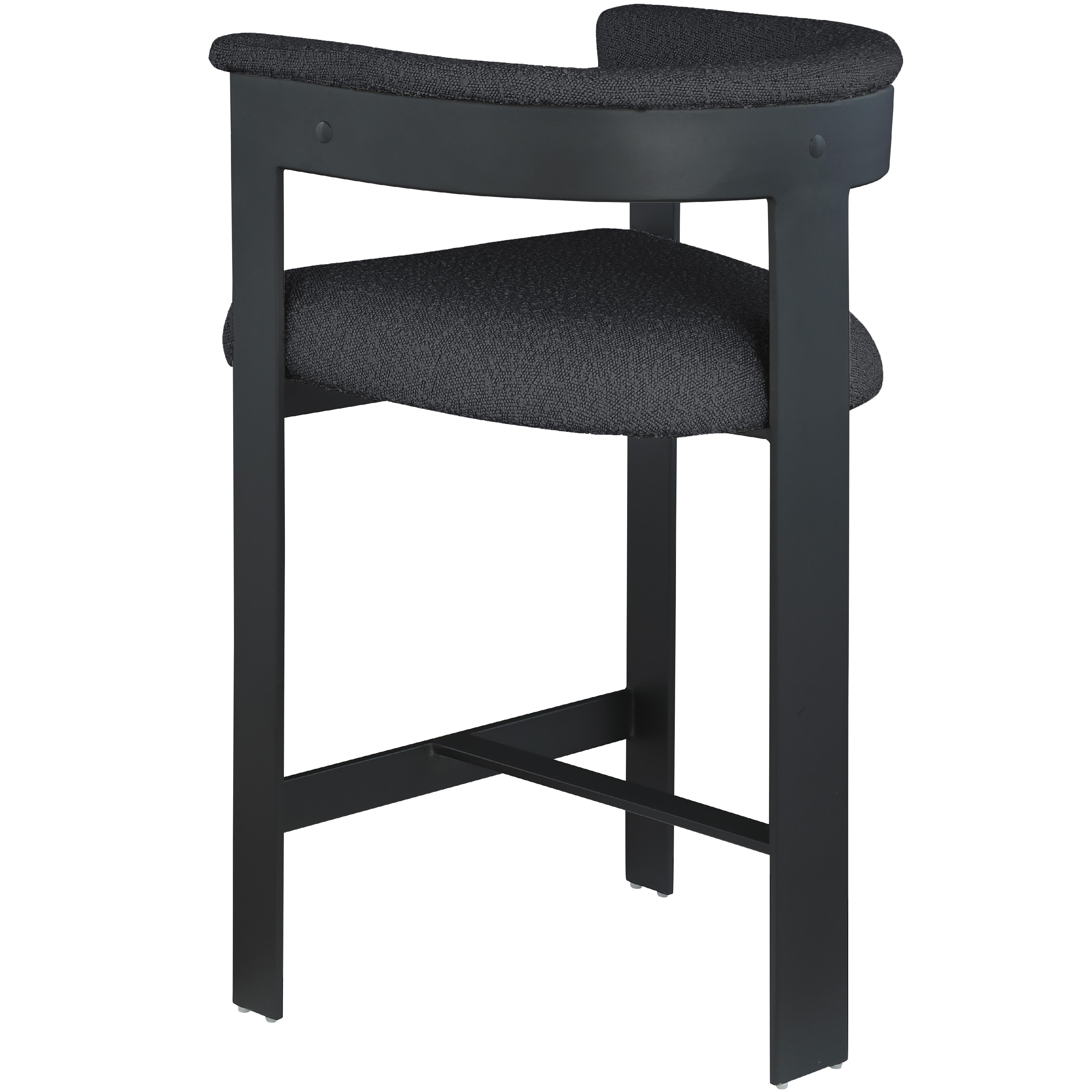 Meridian Romeo Black Boucle Fabric Counter Stool