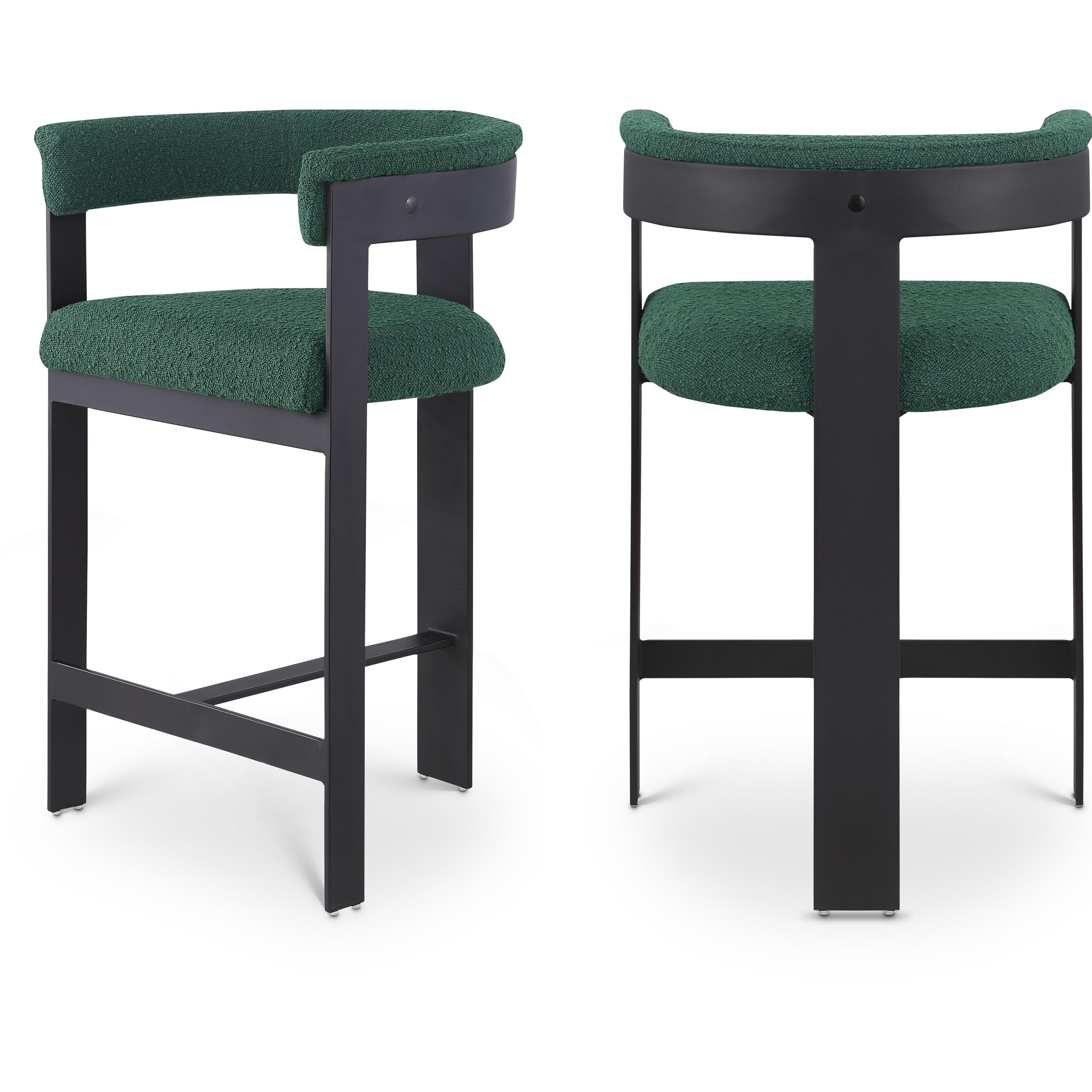 Meridian Romeo Green Boucle Fabric Counter Stool