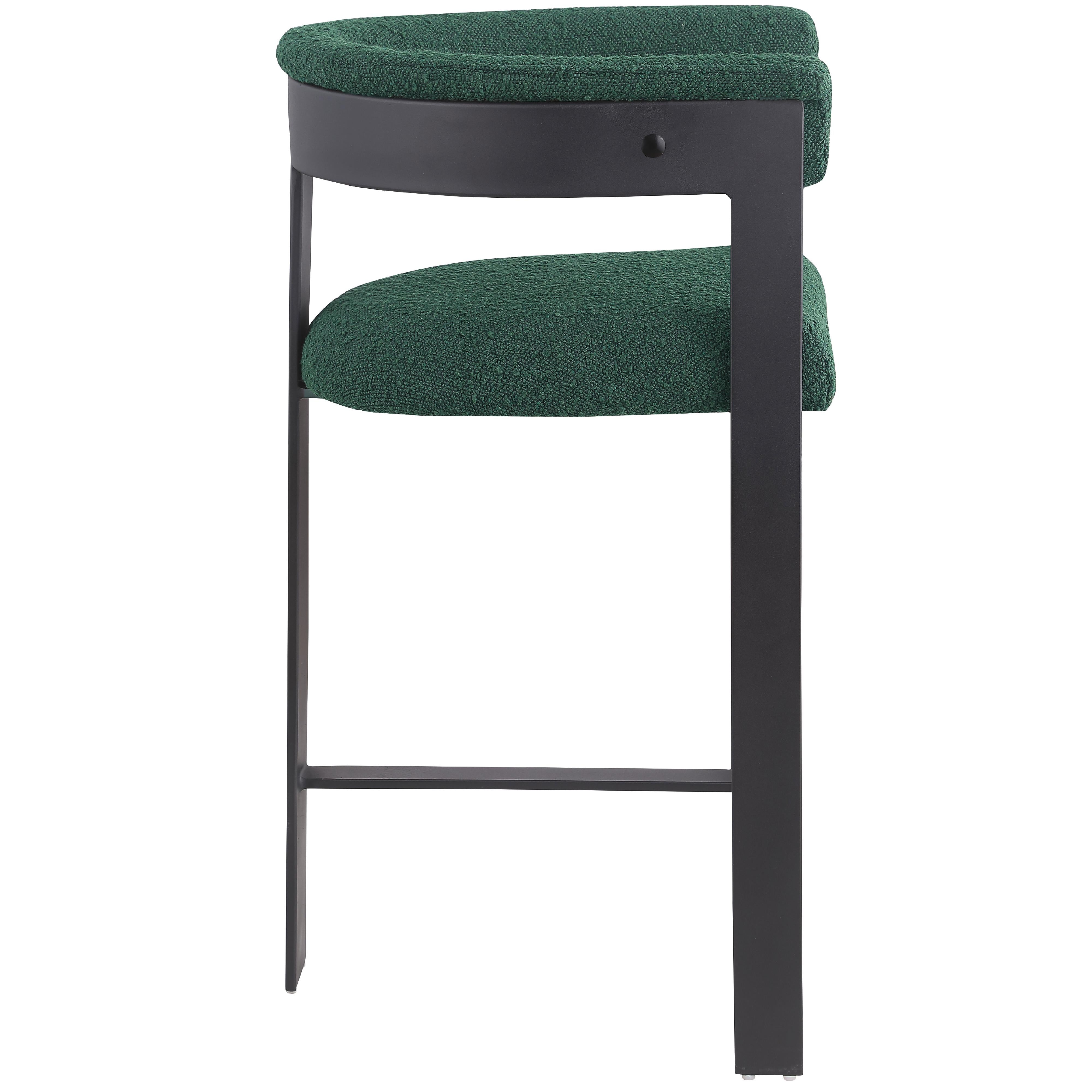 Meridian Romeo Green Boucle Fabric Counter Stool