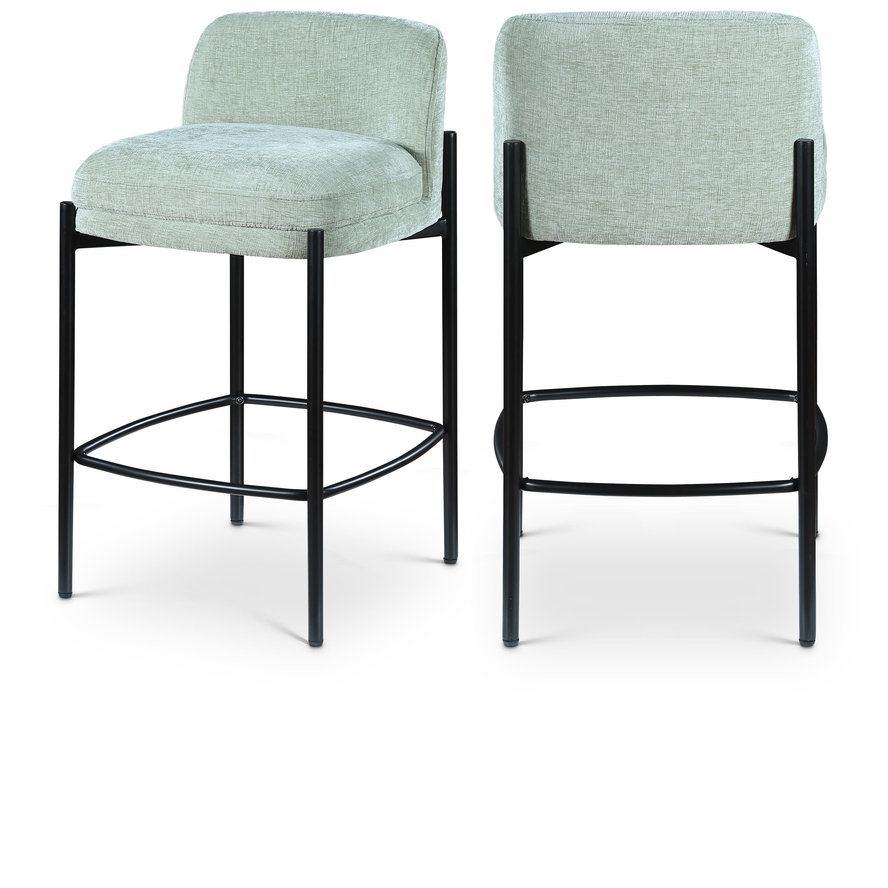 Meridian Burton Mint Chenille Fabric Stool