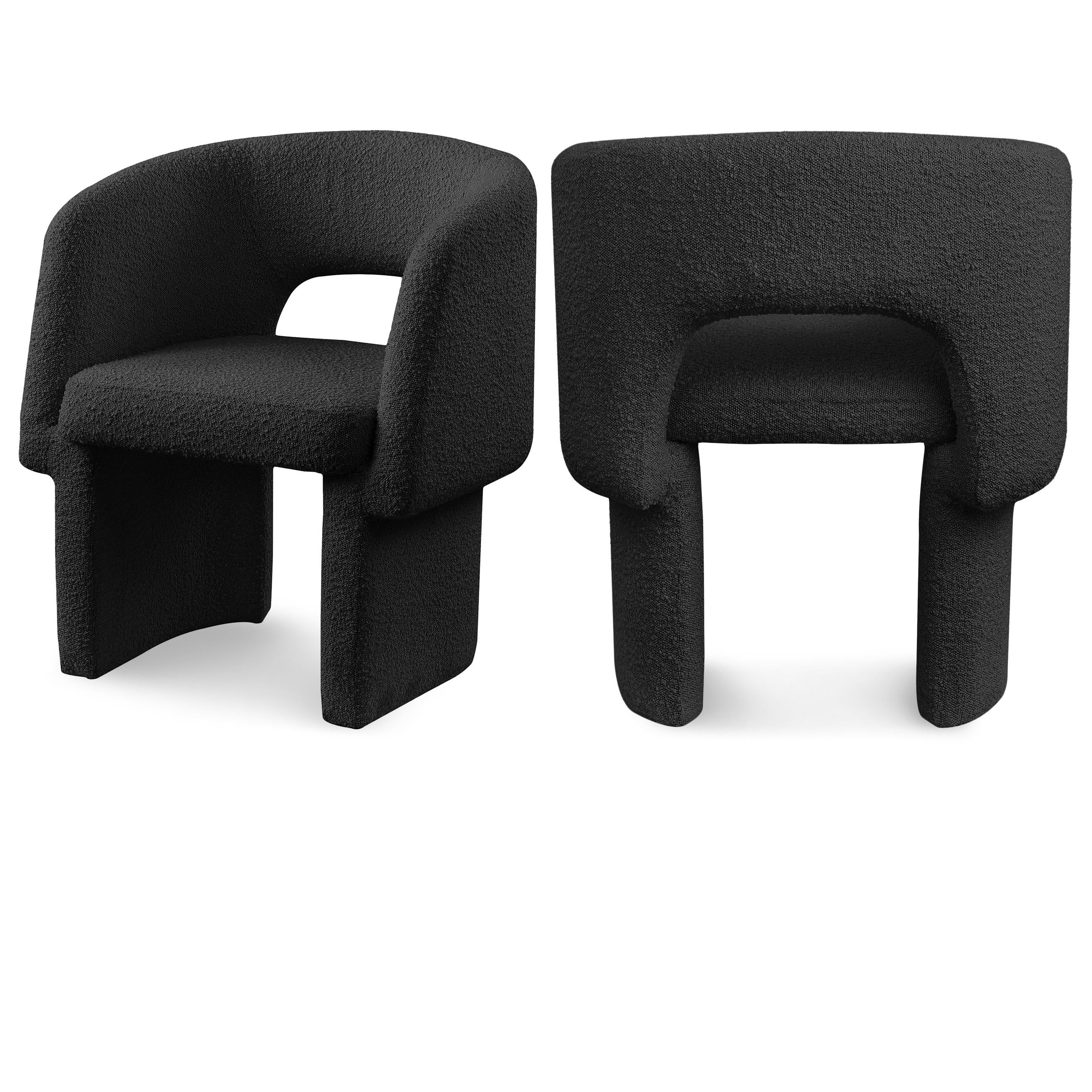 Meridian Emmet Black Boucle Fabric Dining Chair / Accent Chair
