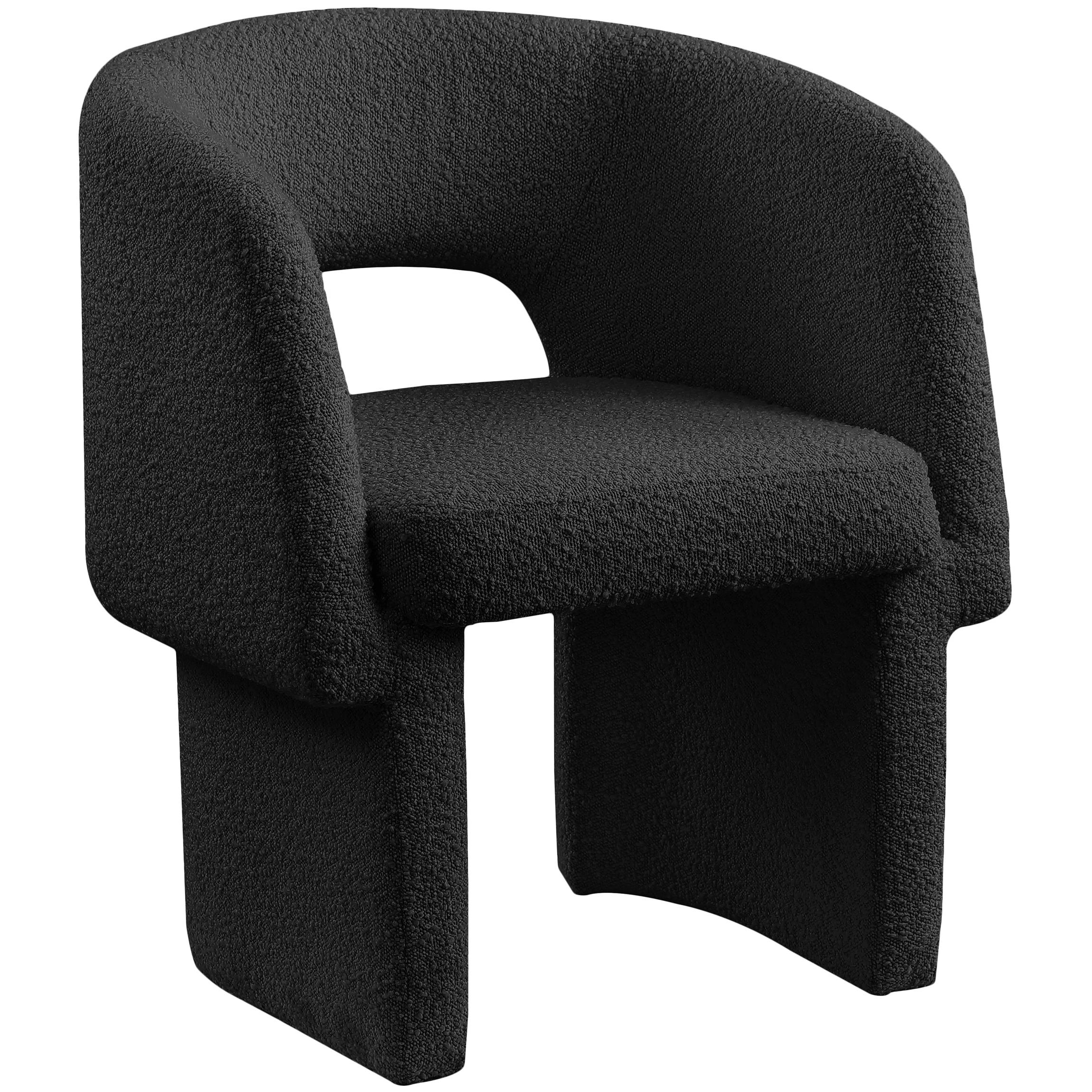 Meridian Emmet Black Boucle Fabric Dining Chair / Accent Chair