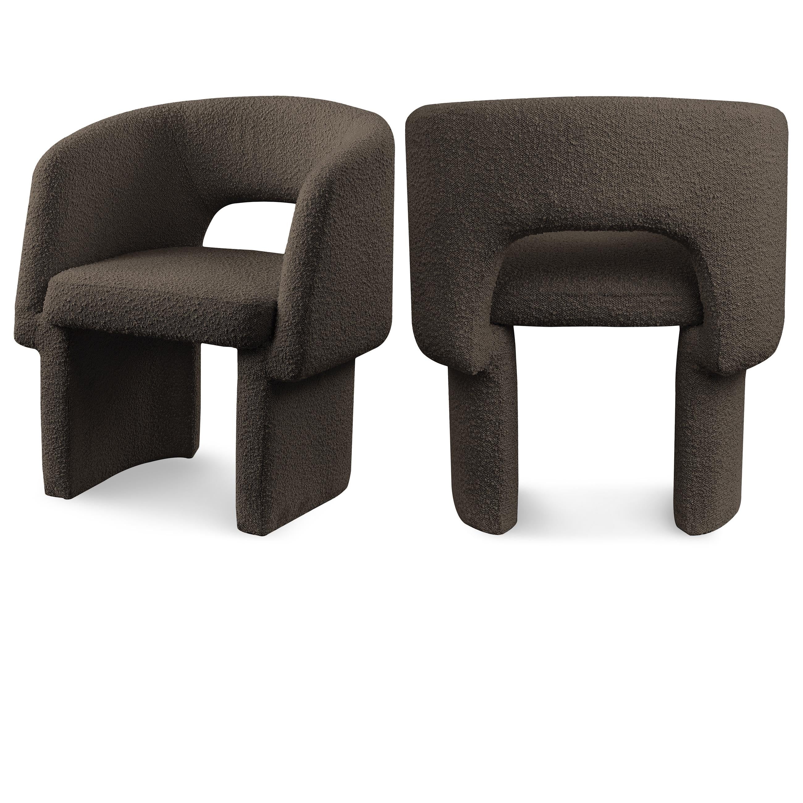 Meridian Emmet Brown Boucle Fabric Dining Chair / Accent Chair